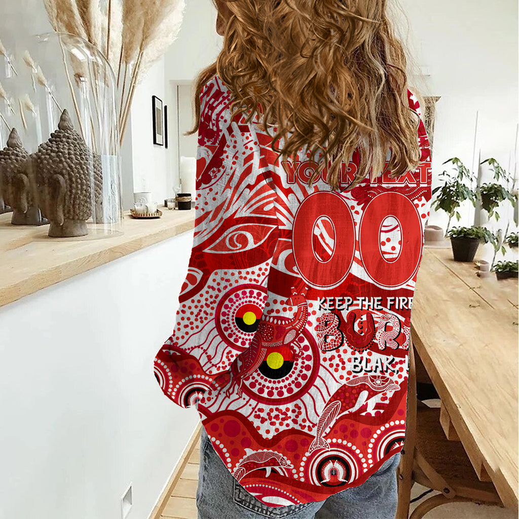 Custom NAIDOC Week 2024 Swans Women Casual Shirt Aboriginal Animals Keep The Fire Burning - Vibe Hoodie Shop