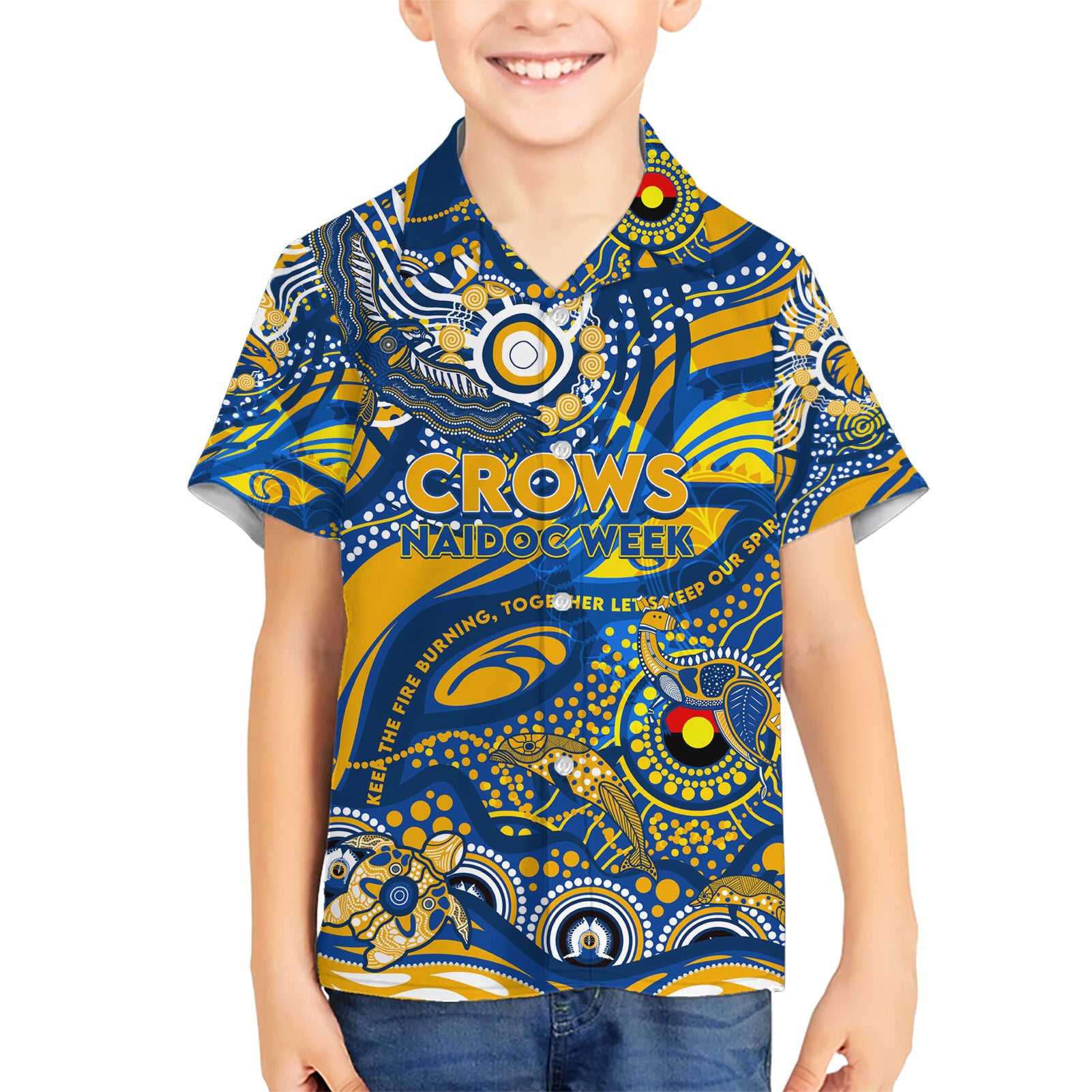 Custom NAIDOC Week 2024 Eagles Hawaiian Shirt Aboriginal Animals Keep The Fire Burning - Vibe Hoodie Shop