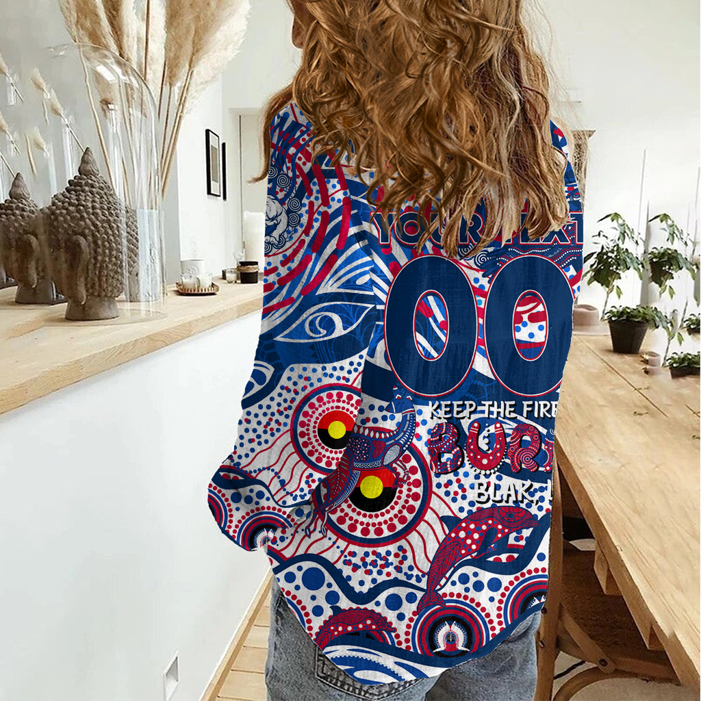 Custom NAIDOC Week 2024 Bulldogs Women Casual Shirt Aboriginal Animals Keep The Fire Burning - Vibe Hoodie Shop