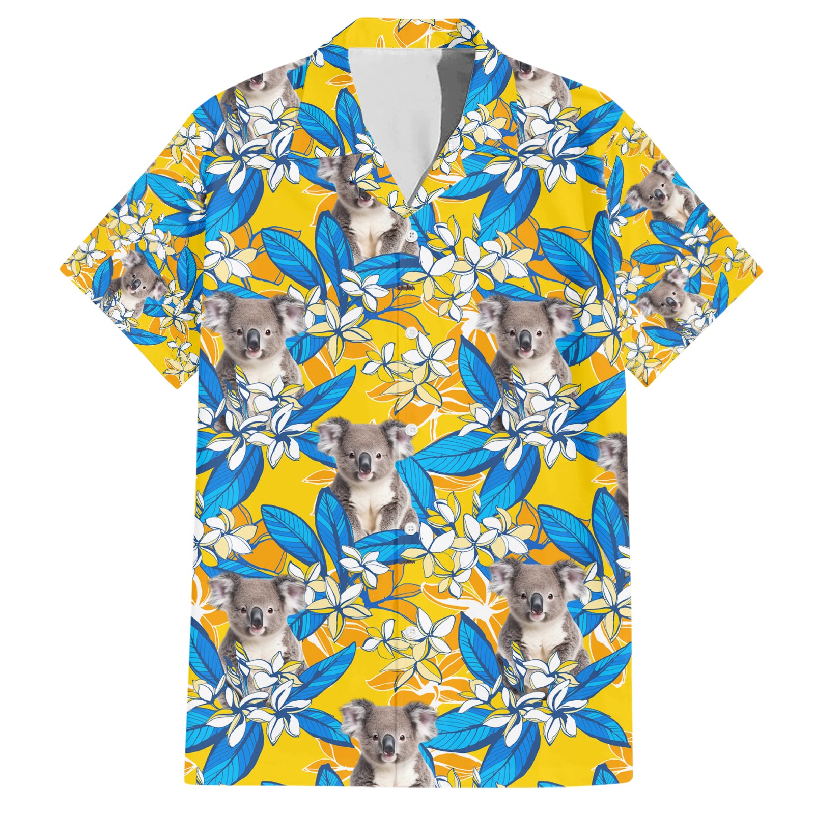 Koala Hawaiian Shirt Plumeria Flowers - Vibe Hoodie Shop