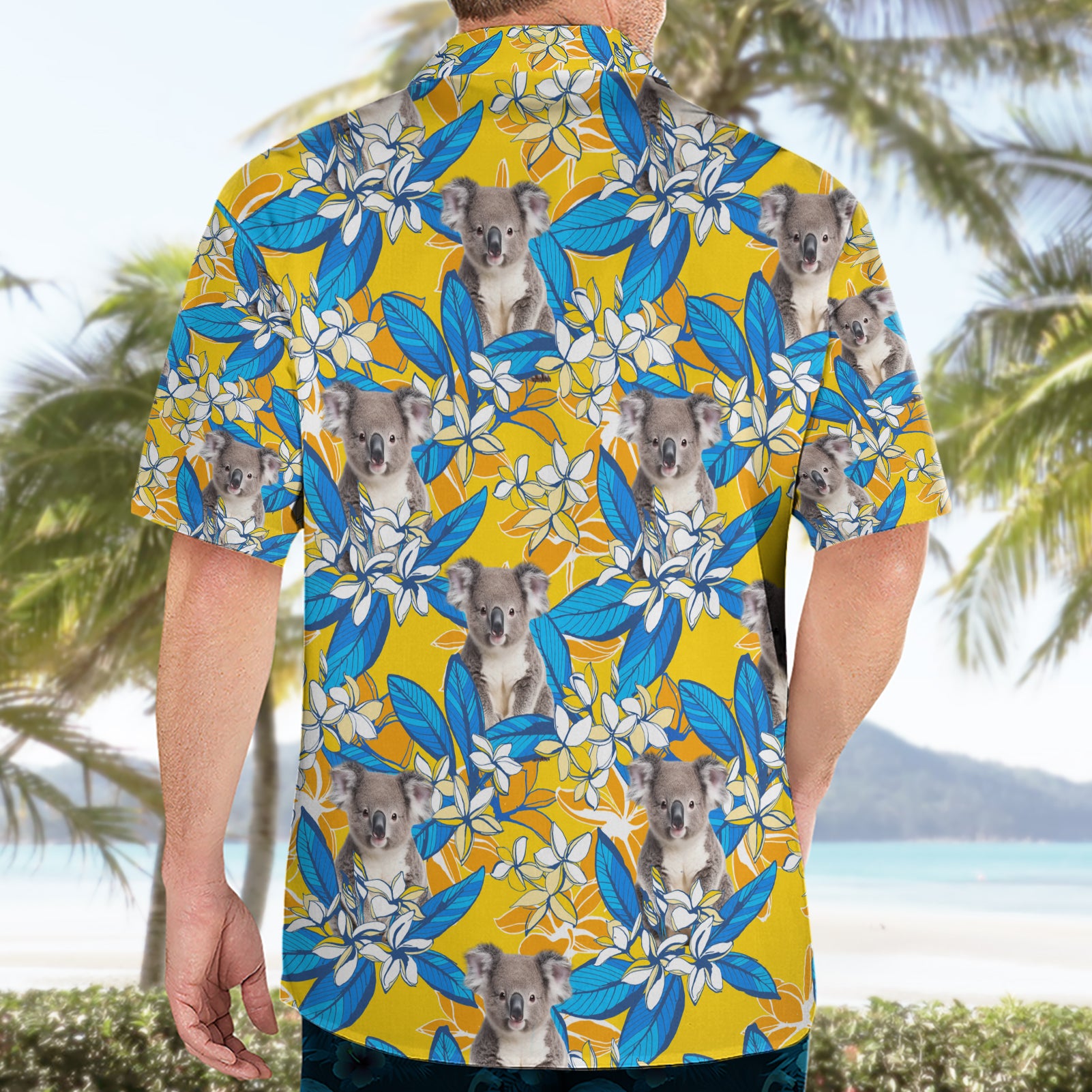 Koala Hawaiian Shirt Plumeria Flowers - Vibe Hoodie Shop