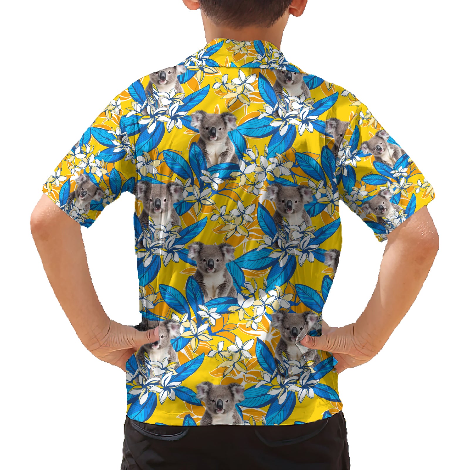 Koala Hawaiian Shirt Plumeria Flowers - Vibe Hoodie Shop