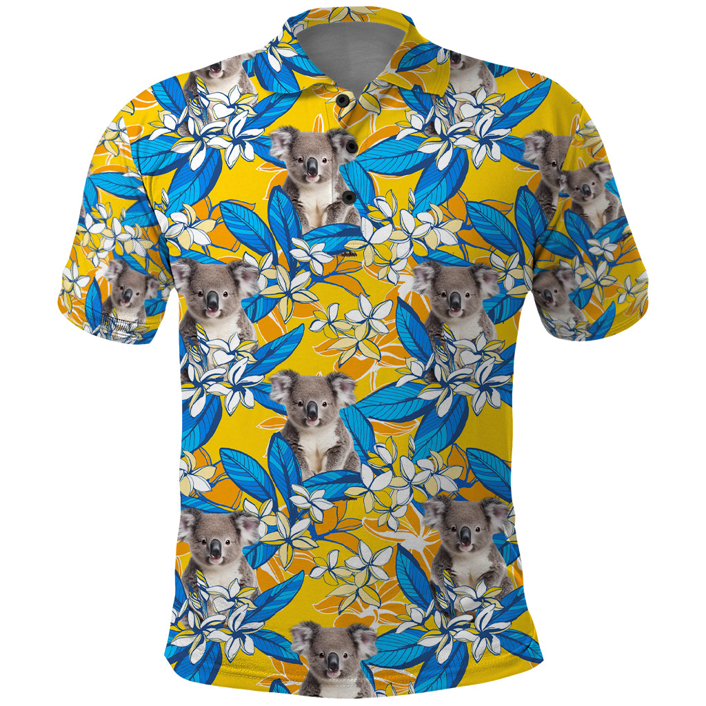 Koala Polo Shirt Plumeria Flowers - Vibe Hoodie Shop