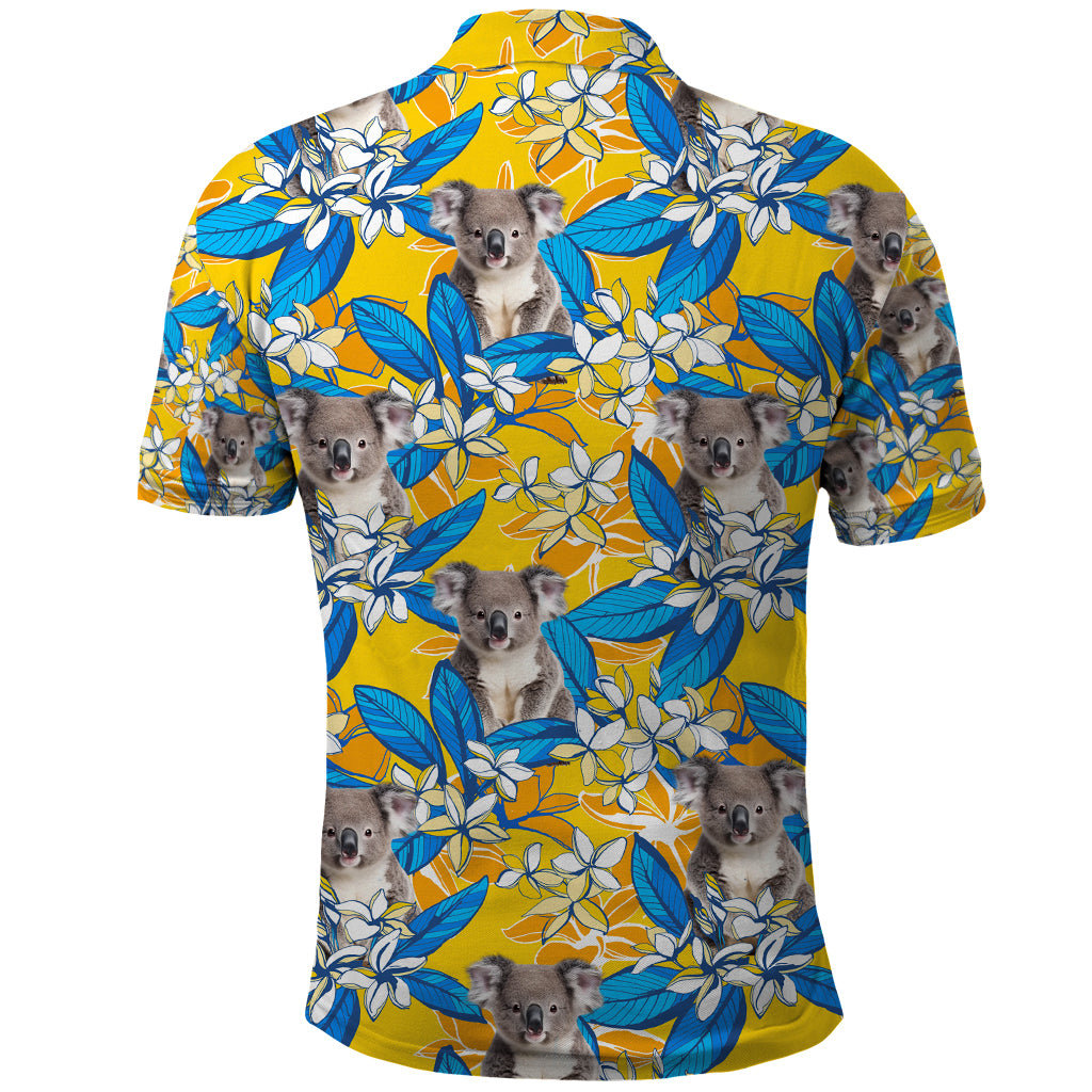 Koala Polo Shirt Plumeria Flowers - Vibe Hoodie Shop