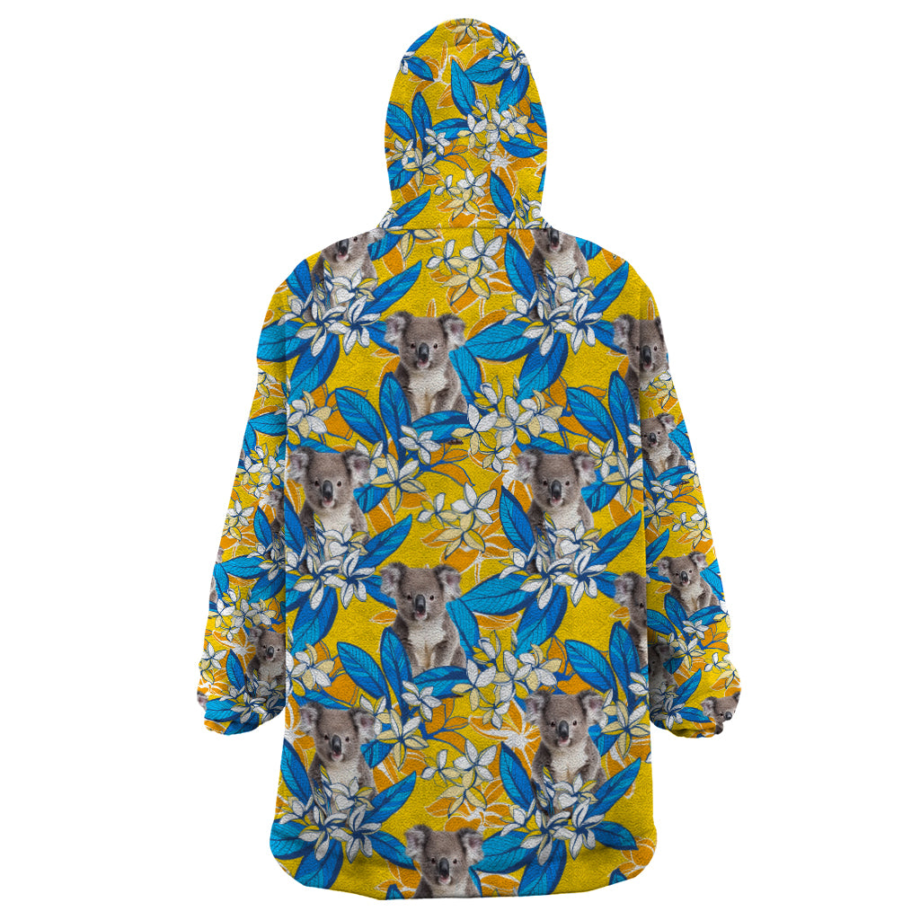 Koala Wearable Blanket Hoodie Plumeria Flowers - Vibe Hoodie Shop