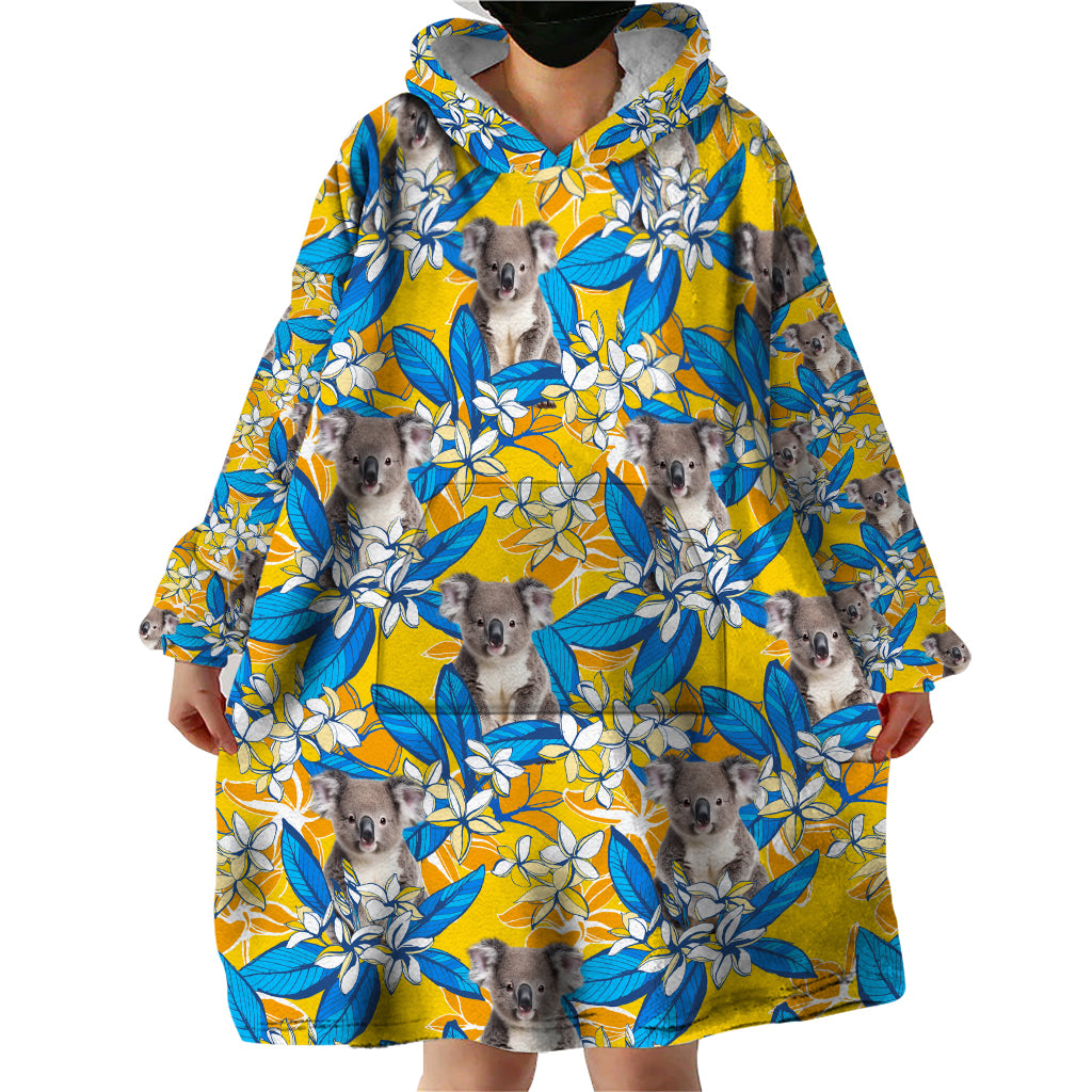 Koala Wearable Blanket Hoodie Plumeria Flowers - Vibe Hoodie Shop