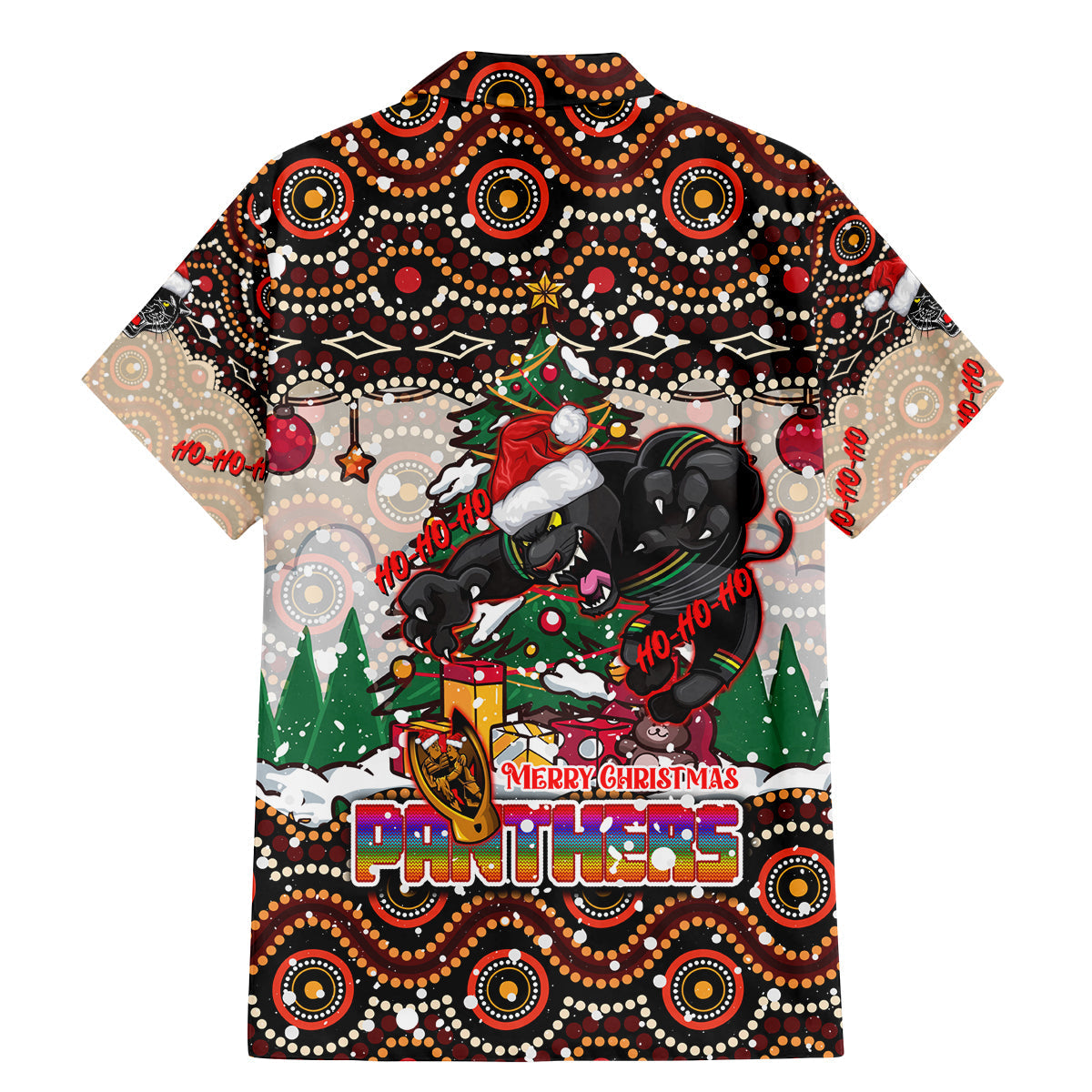 penrith-panthers-christmas-family-matching-mermaid-dress-and-hawaiian-shirt-rugby-australia-mascot