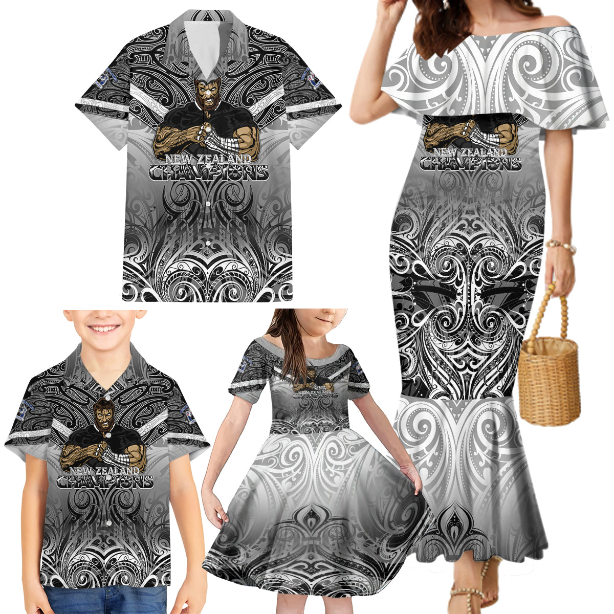new-zealand-family-matching-mermaid-dress-and-hawaiian-shirt-rugby-aotearoa-champions