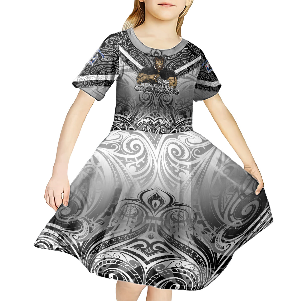 New Zealand Kid Short Sleeve Dress Rugby Aotearoa Champions - Vibe Hoodie Shop