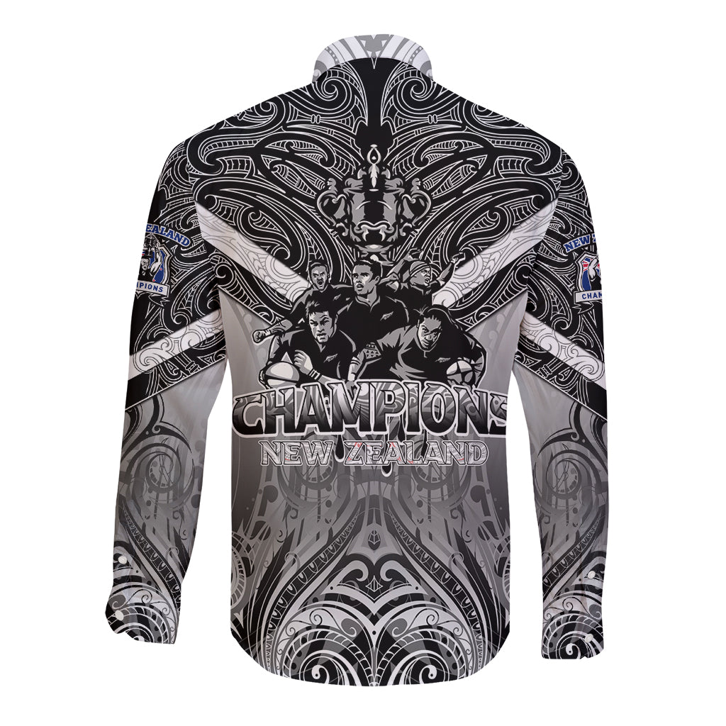 New Zealand Long Sleeve Button Shirt Rugby Aotearoa Champions - Vibe Hoodie Shop