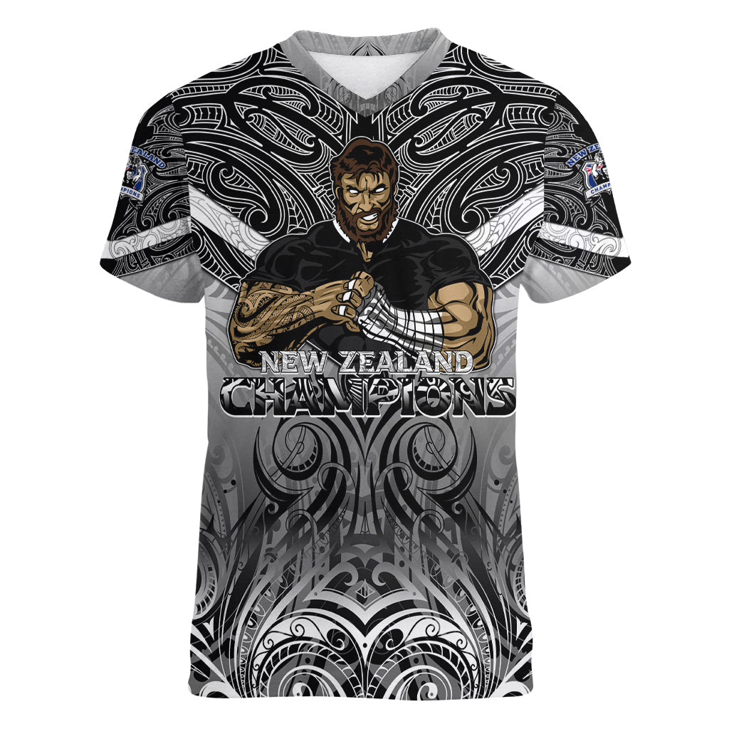New Zealand Women V Neck T Shirt Rugby Aotearoa Champions - Vibe Hoodie Shop