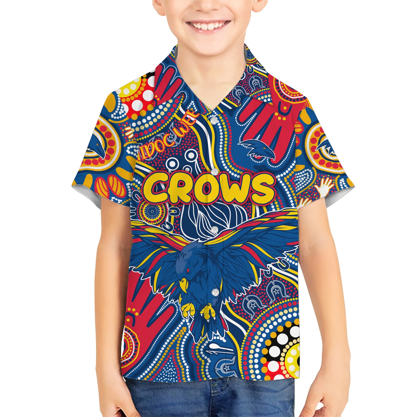 Personalised NAIDOC Week 2024 Adelaide Crows Hawaiian Shirt Australian Aboriginal Hand Painting - Vibe Hoodie Shop