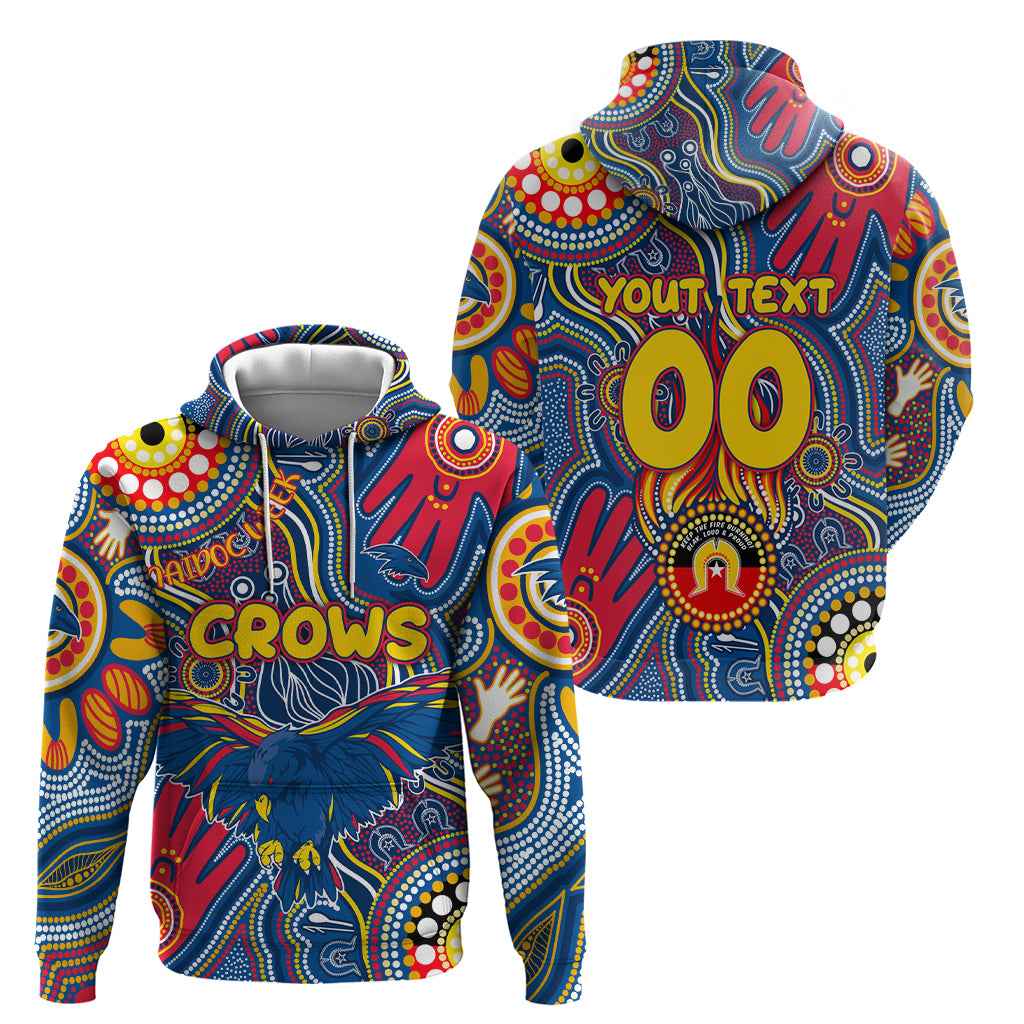 Personalised NAIDOC Week 2024 Adelaide Crows Hoodie Australian Aboriginal Hand Painting - Vibe Hoodie Shop