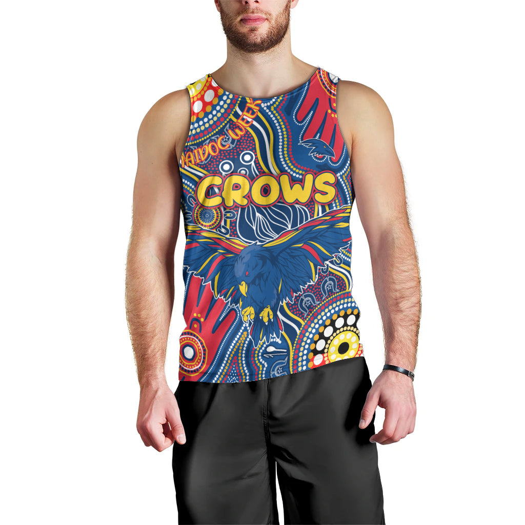 Personalised NAIDOC Week 2024 Adelaide Crows Men Tank Top Australian Aboriginal Hand Painting - Vibe Hoodie Shop