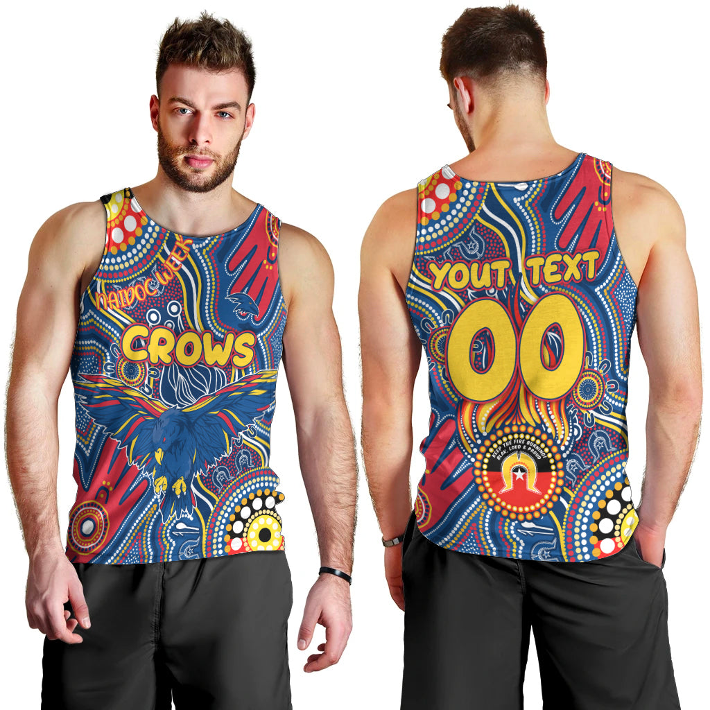 Personalised NAIDOC Week 2024 Adelaide Crows Men Tank Top Australian Aboriginal Hand Painting - Vibe Hoodie Shop