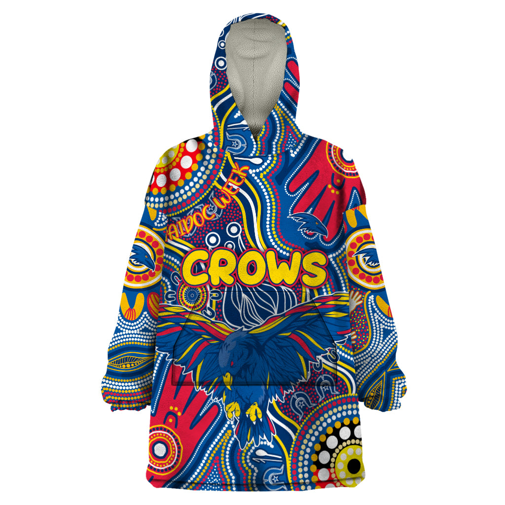 Personalised NAIDOC Week 2024 Adelaide Crows Wearable Blanket Hoodie Australian Aboriginal Hand Painting - Vibe Hoodie Shop