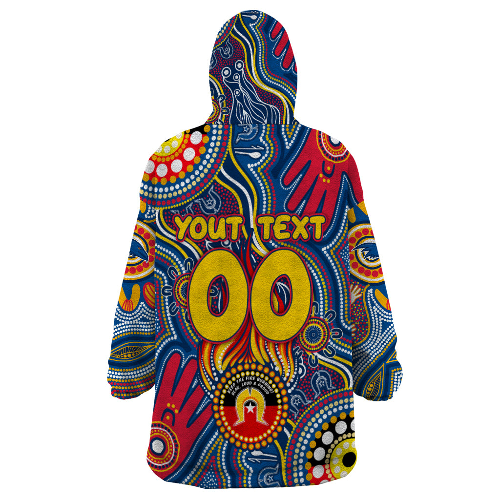 Personalised NAIDOC Week 2024 Adelaide Crows Wearable Blanket Hoodie Australian Aboriginal Hand Painting - Vibe Hoodie Shop