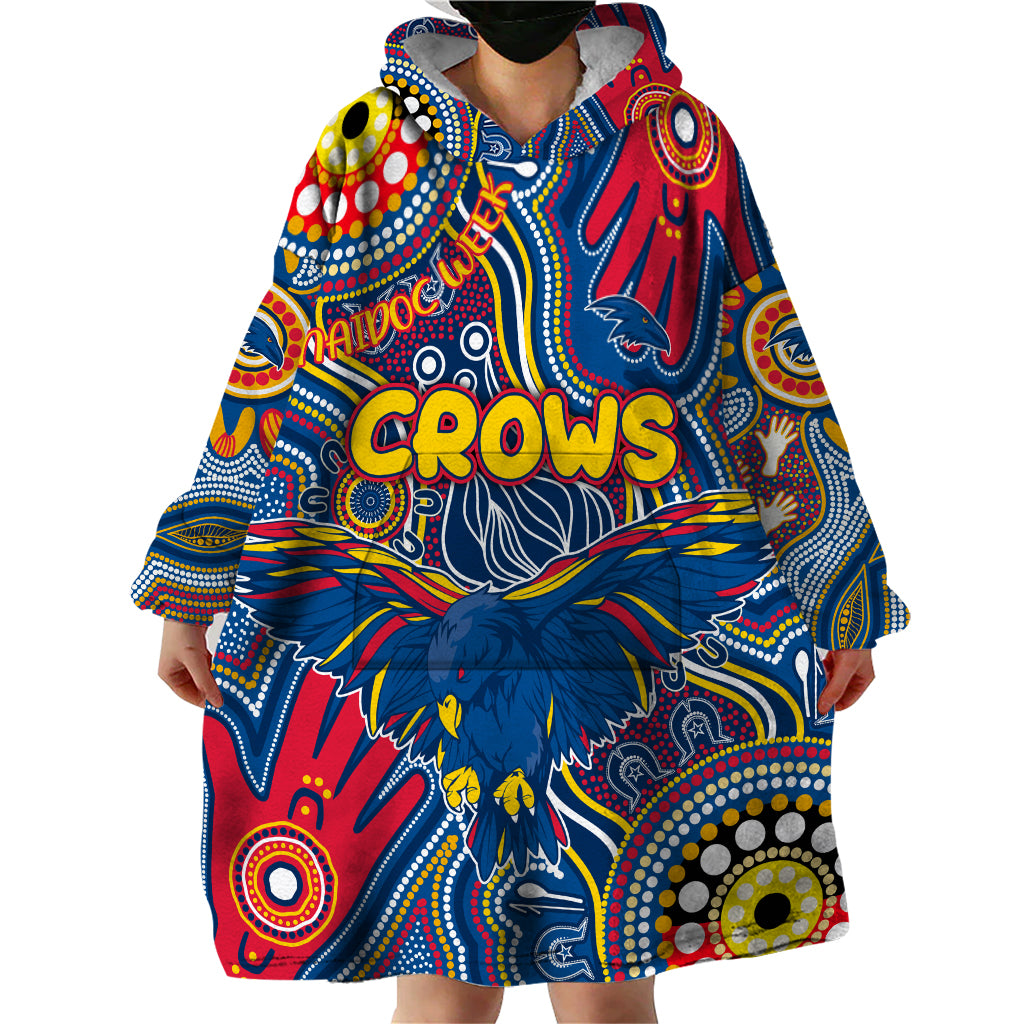 Personalised NAIDOC Week 2024 Adelaide Crows Wearable Blanket Hoodie Australian Aboriginal Hand Painting - Vibe Hoodie Shop