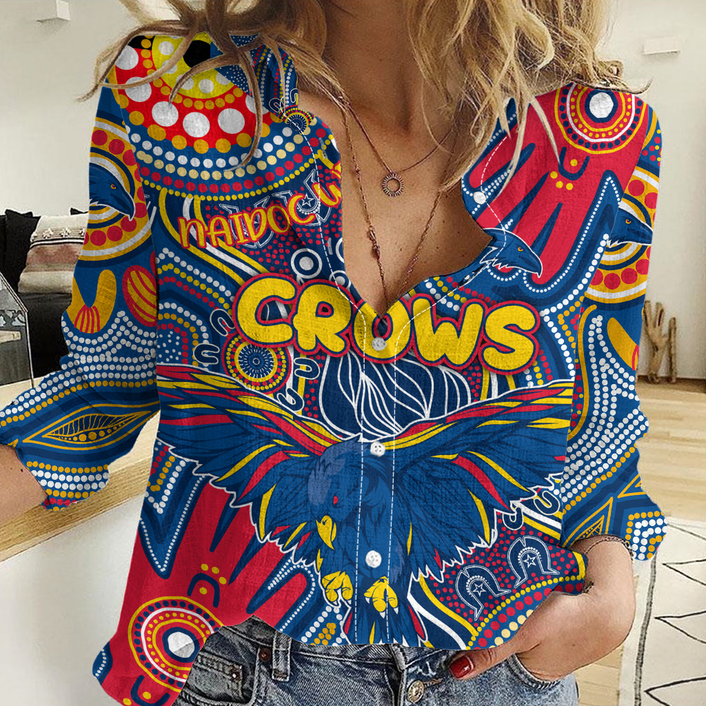 Personalised NAIDOC Week 2024 Adelaide Crows Women Casual Shirt Australian Aboriginal Hand Painting - Vibe Hoodie Shop