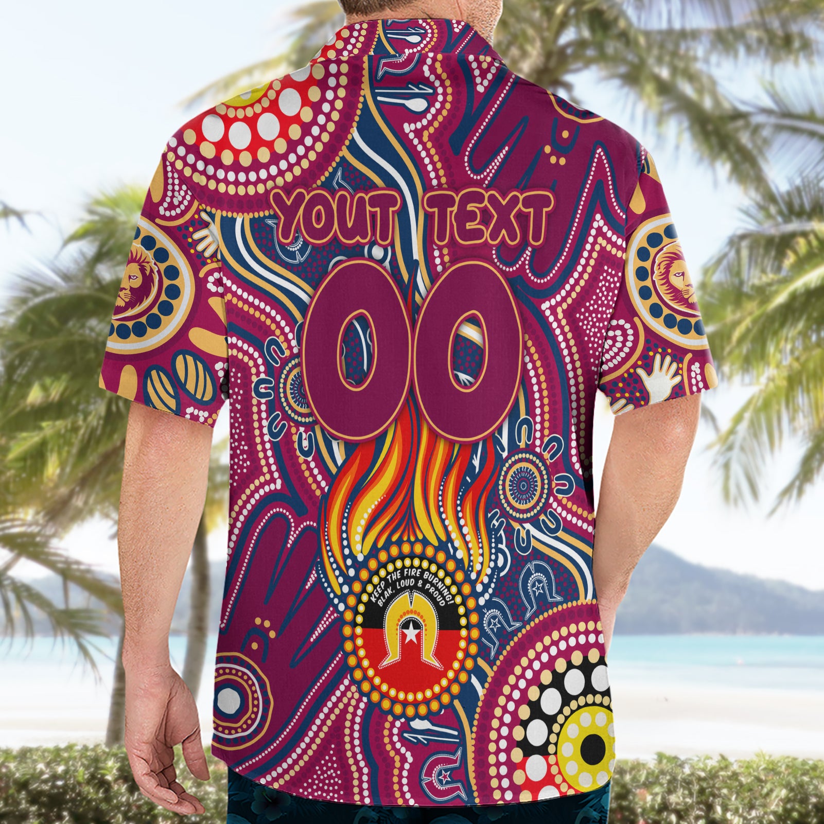 Personalised NAIDOC Week 2024 Brisbane Lions Hawaiian Shirt Australian Aboriginal Hand Painting - Vibe Hoodie Shop