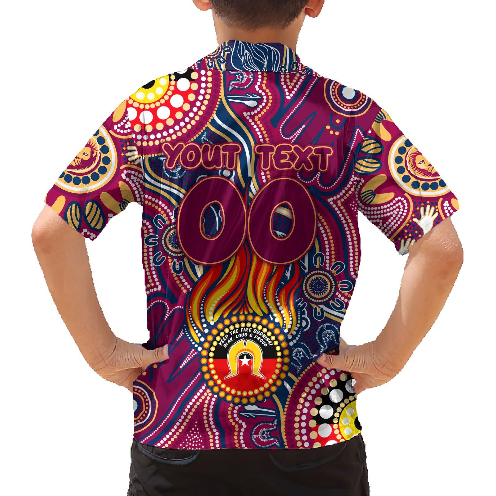 Personalised NAIDOC Week 2024 Brisbane Lions Hawaiian Shirt Australian Aboriginal Hand Painting - Vibe Hoodie Shop