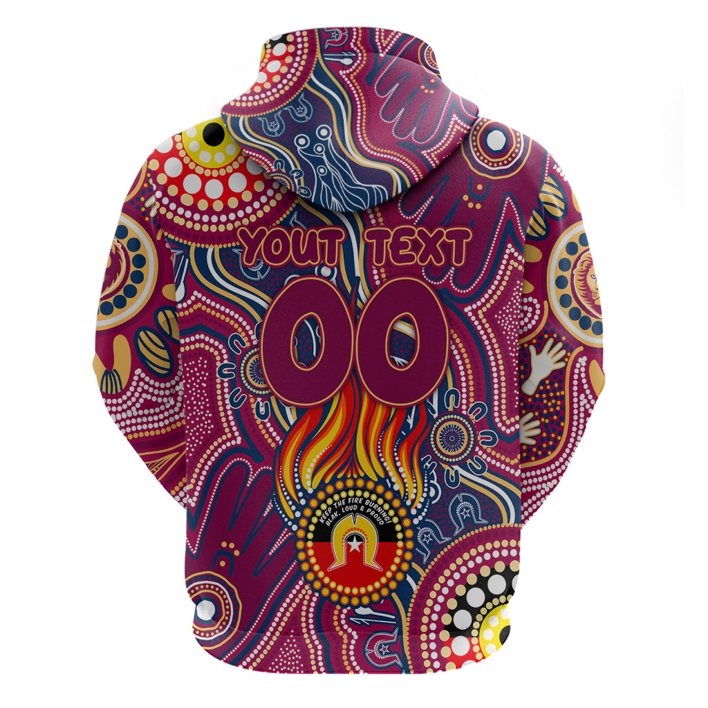 Personalised NAIDOC Week 2024 Brisbane Lions Hoodie Australian Aboriginal Hand Painting - Vibe Hoodie Shop