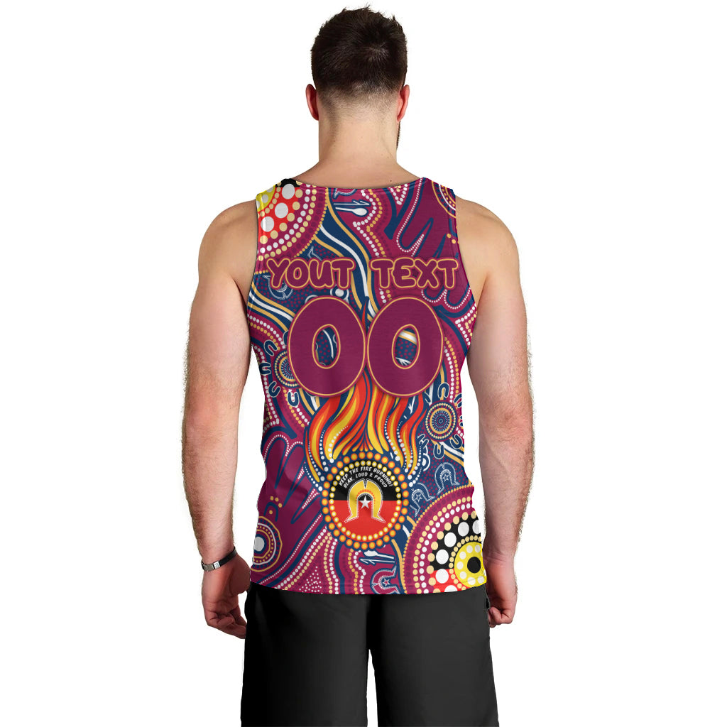 Personalised NAIDOC Week 2024 Brisbane Lions Men Tank Top Australian Aboriginal Hand Painting - Vibe Hoodie Shop