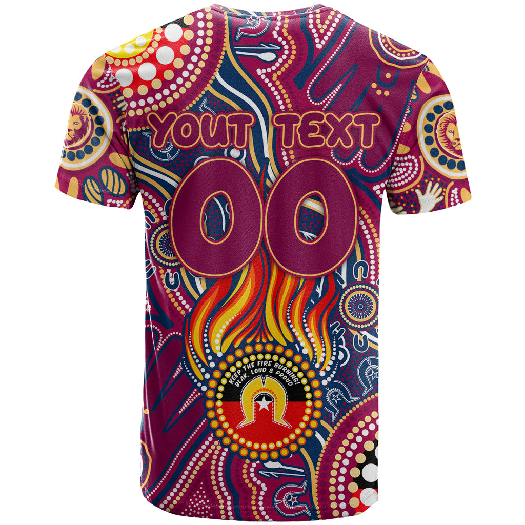 Personalised NAIDOC Week 2024 Brisbane Lions T Shirt Australian Aboriginal Hand Painting - Vibe Hoodie Shop