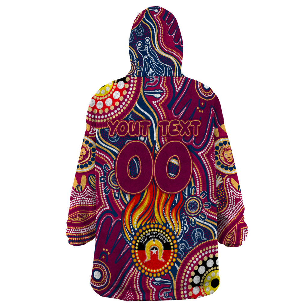 Personalised NAIDOC Week 2024 Brisbane Lions Wearable Blanket Hoodie Australian Aboriginal Hand Painting - Vibe Hoodie Shop