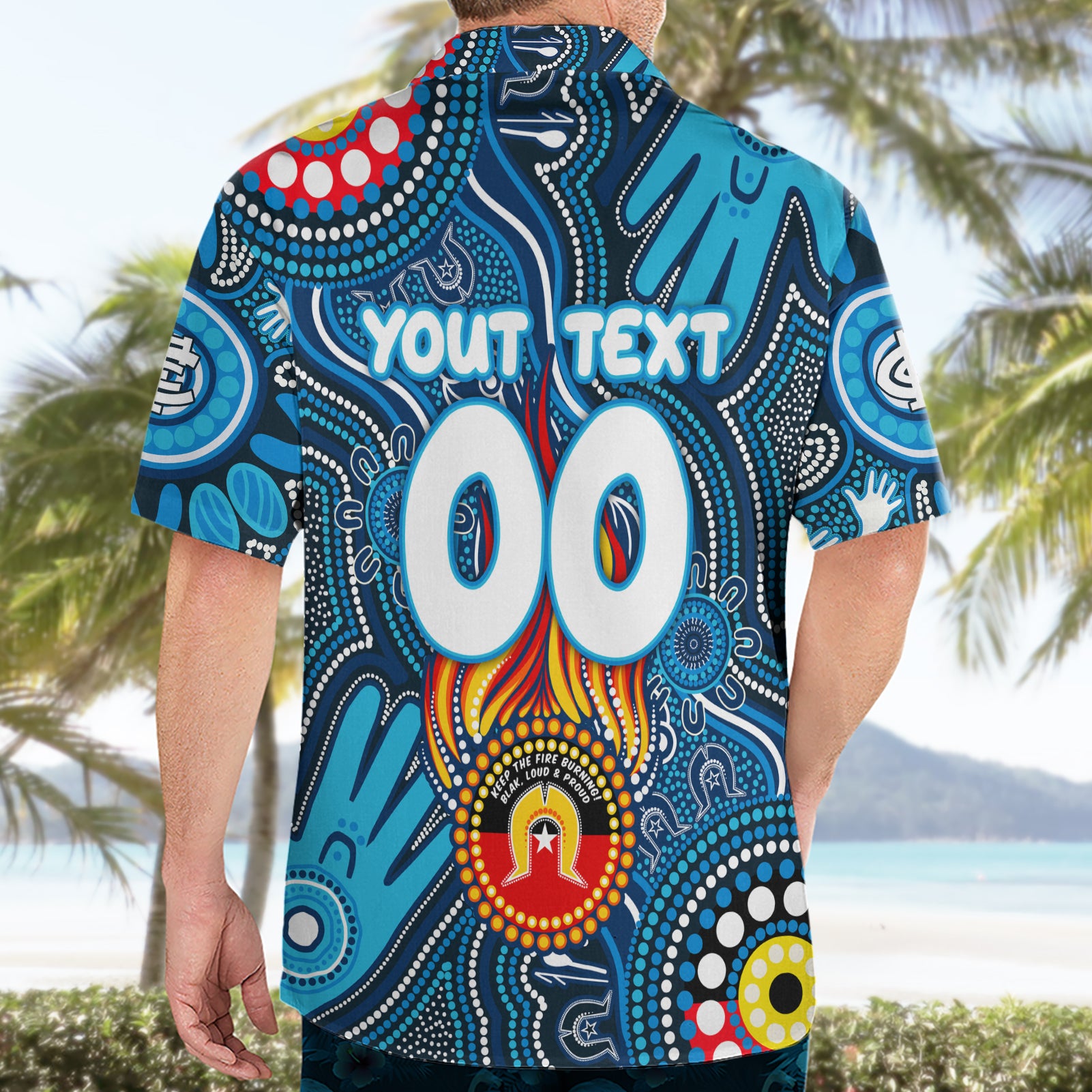 Personalised NAIDOC Week 2024 Carlton Blues Hawaiian Shirt Australian Aboriginal Hand Painting - Vibe Hoodie Shop