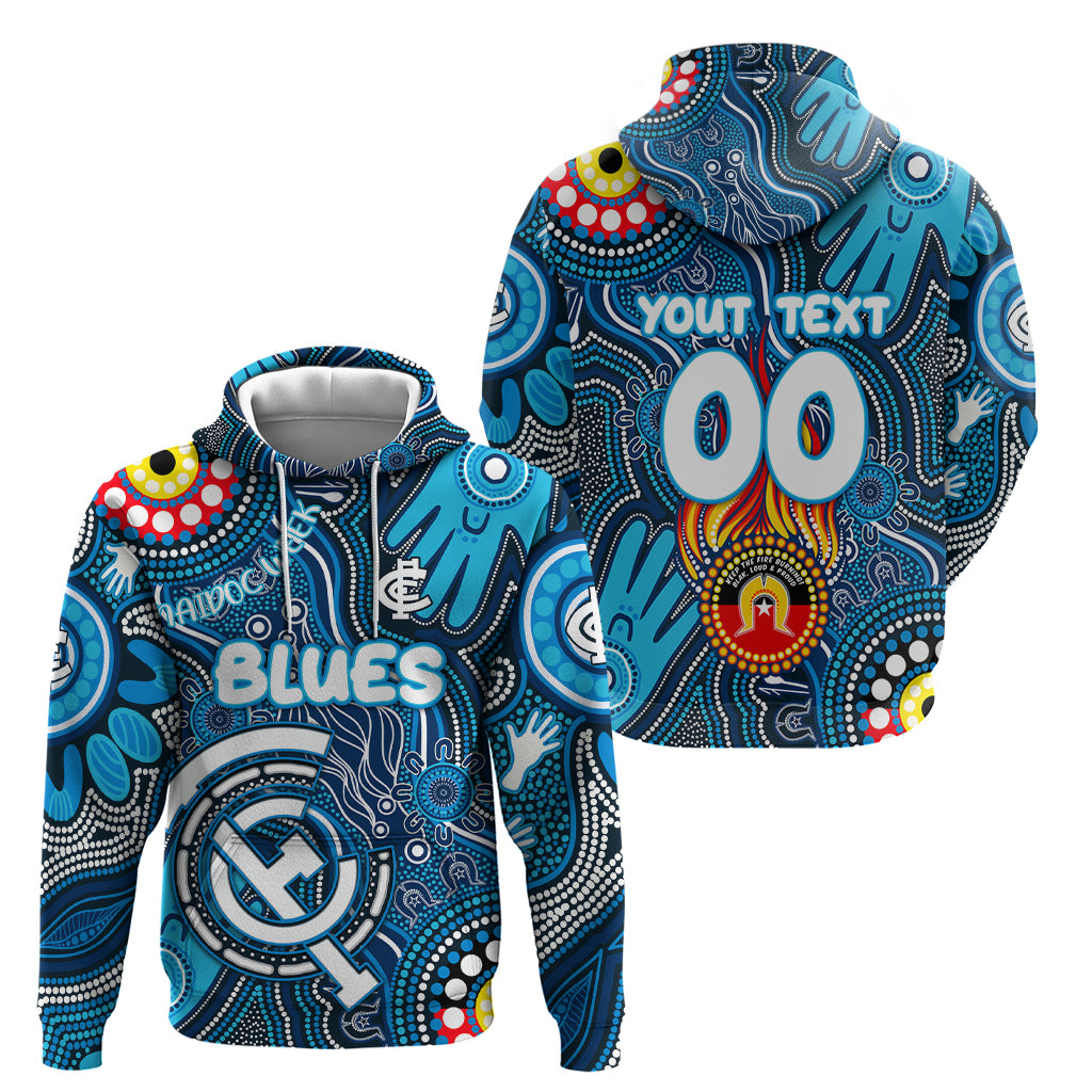 Personalised NAIDOC Week 2024 Carlton Blues Hoodie Australian Aboriginal Hand Painting - Vibe Hoodie Shop