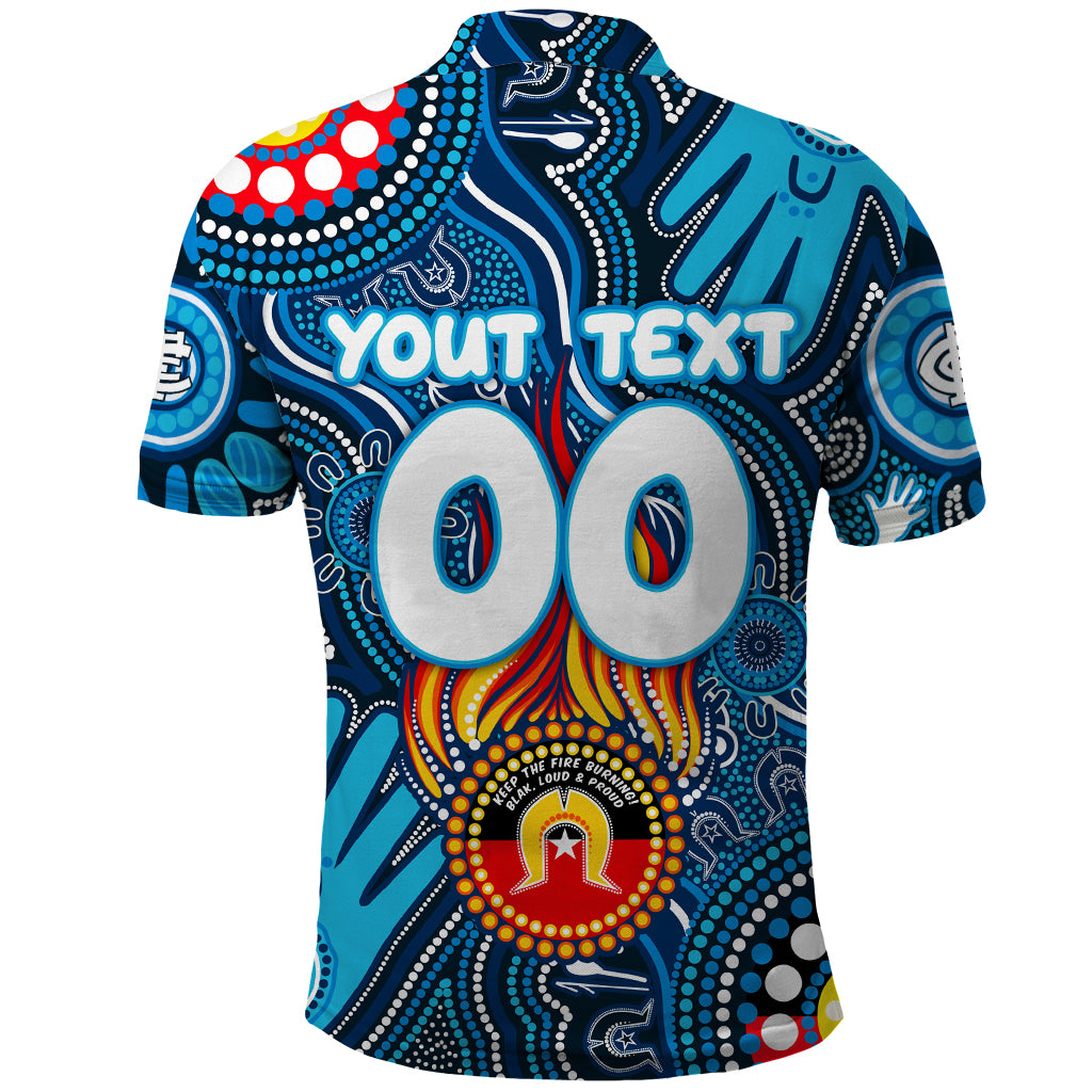 Personalised NAIDOC Week 2024 Carlton Blues Polo Shirt Australian Aboriginal Hand Painting - Vibe Hoodie Shop