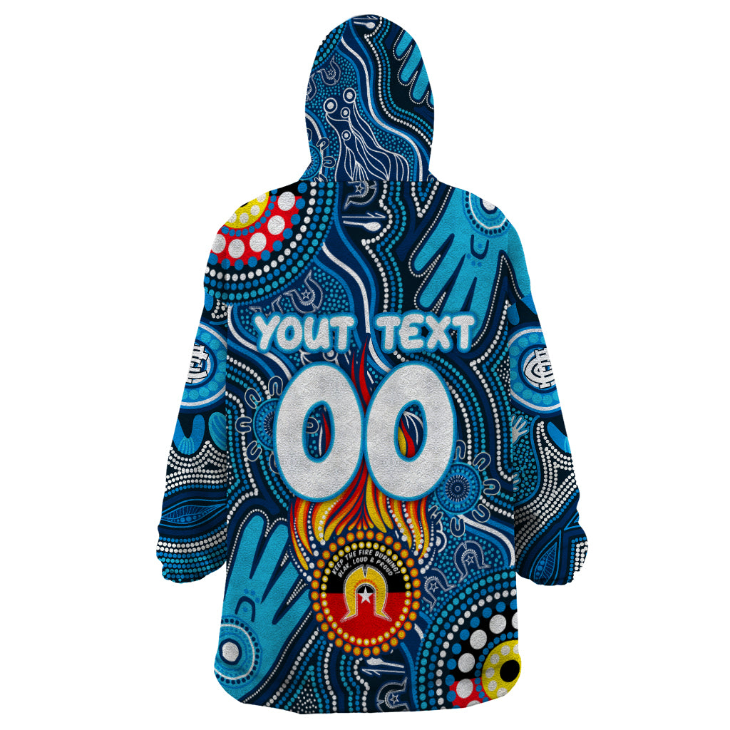 Personalised NAIDOC Week 2024 Carlton Blues Wearable Blanket Hoodie Australian Aboriginal Hand Painting - Vibe Hoodie Shop