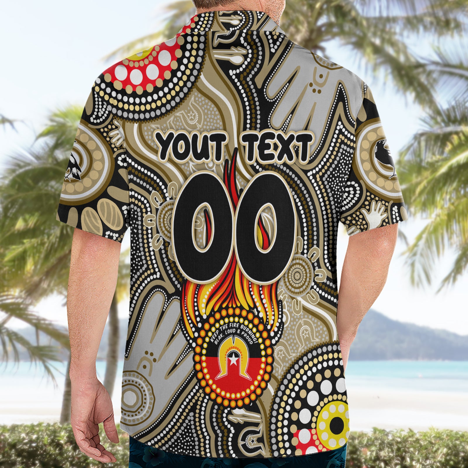 Personalised NAIDOC Week 2024 Collingwood Magpies Hawaiian Shirt Australian Aboriginal Hand Painting - Vibe Hoodie Shop