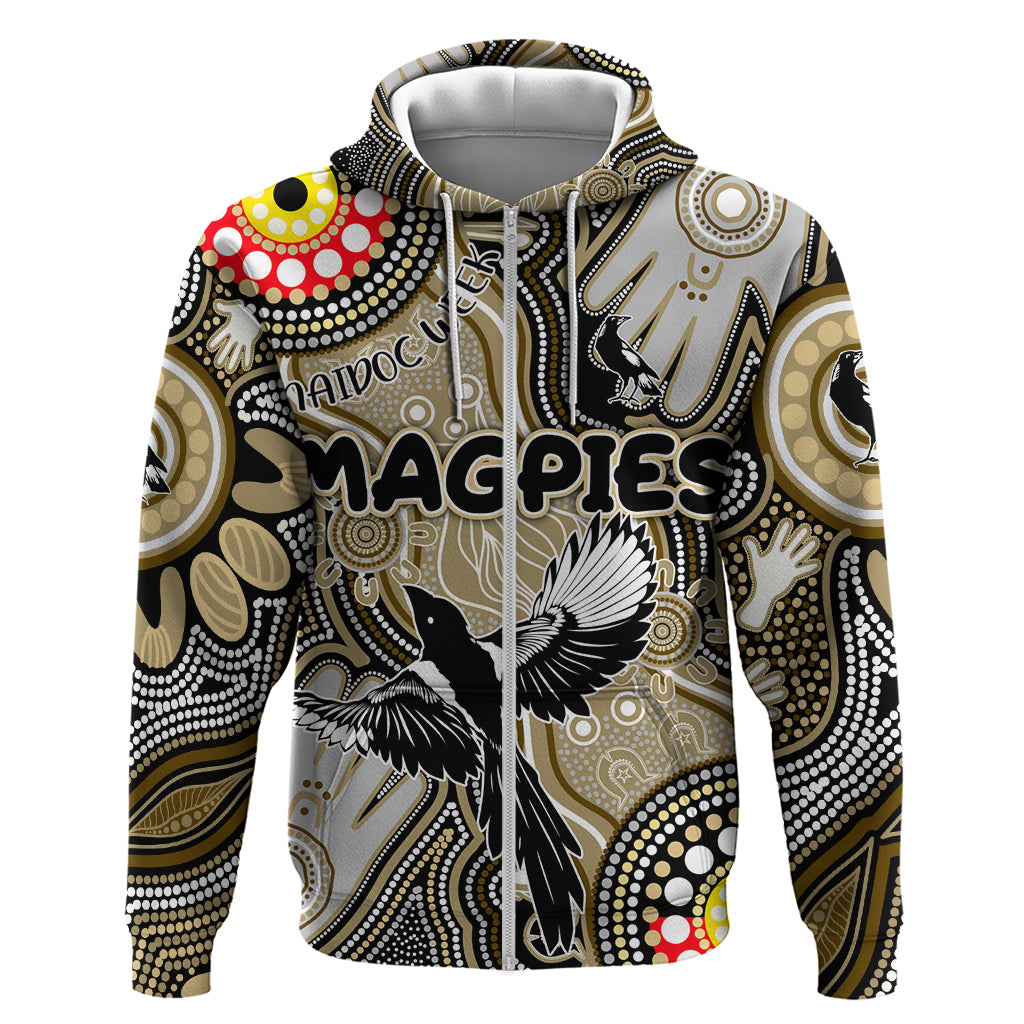 Personalised NAIDOC Week 2024 Collingwood Magpies Hoodie Australian Aboriginal Hand Painting - Vibe Hoodie Shop