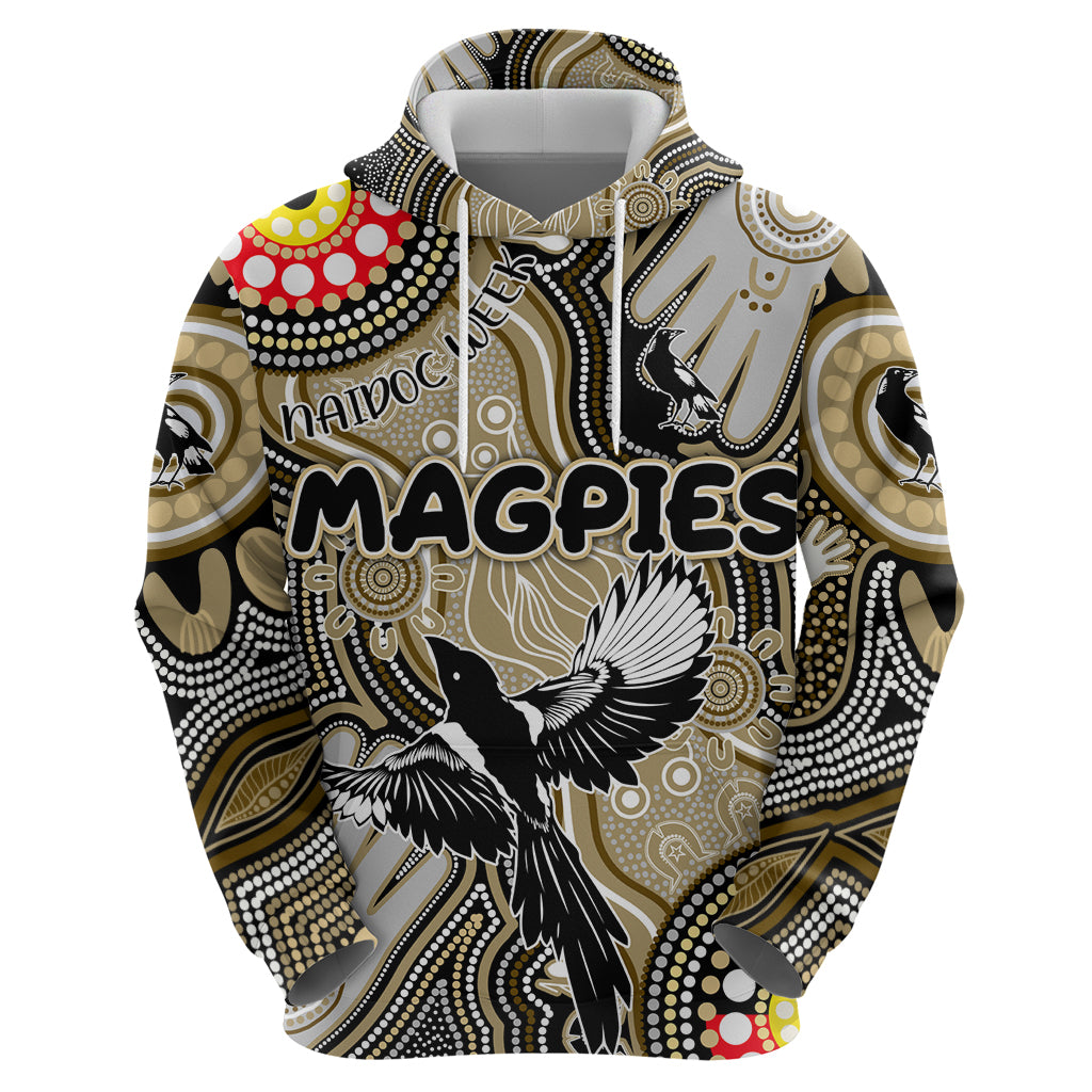 Personalised NAIDOC Week 2024 Collingwood Magpies Hoodie Australian Aboriginal Hand Painting - Vibe Hoodie Shop