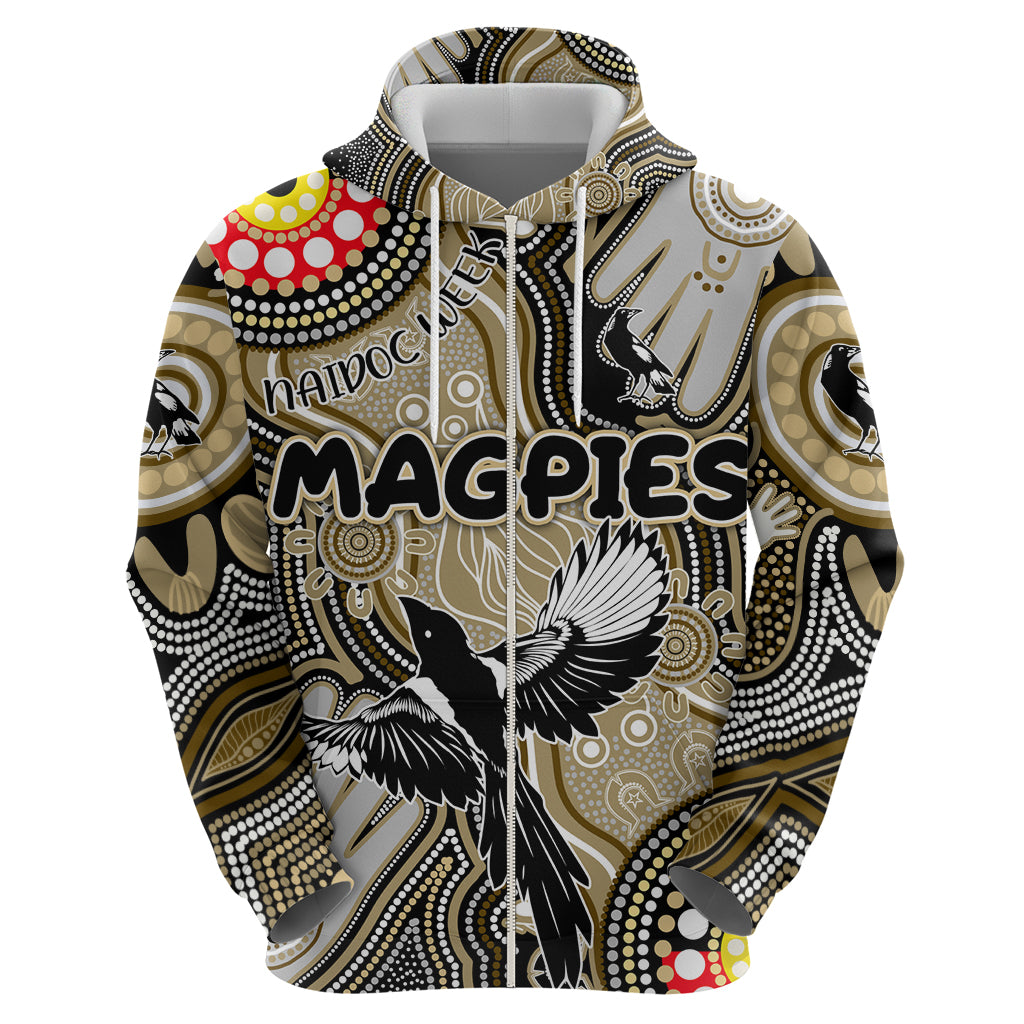 Personalised NAIDOC Week 2024 Collingwood Magpies Hoodie Australian Aboriginal Hand Painting - Vibe Hoodie Shop