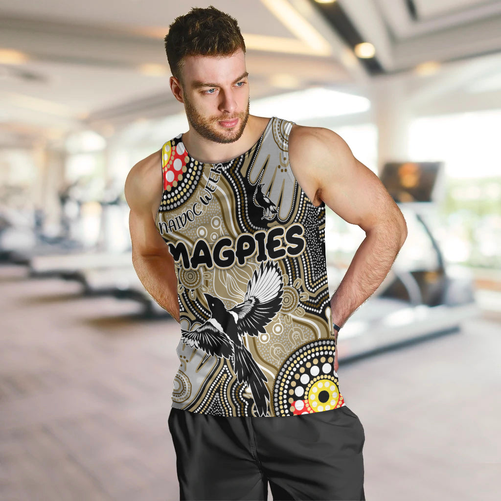 Personalised NAIDOC Week 2024 Collingwood Magpies Men Tank Top Australian Aboriginal Hand Painting - Vibe Hoodie Shop
