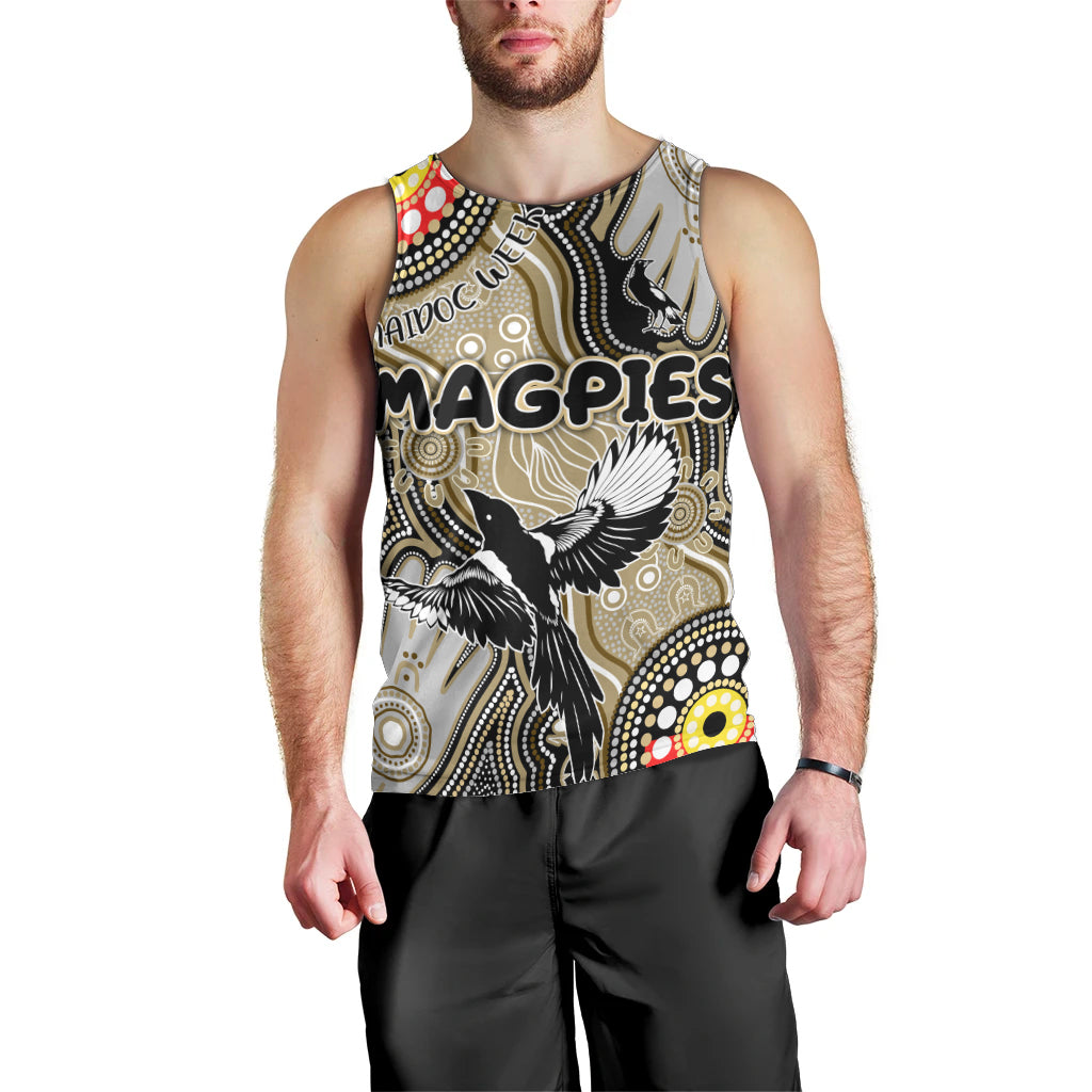 Personalised NAIDOC Week 2024 Collingwood Magpies Men Tank Top Australian Aboriginal Hand Painting - Vibe Hoodie Shop