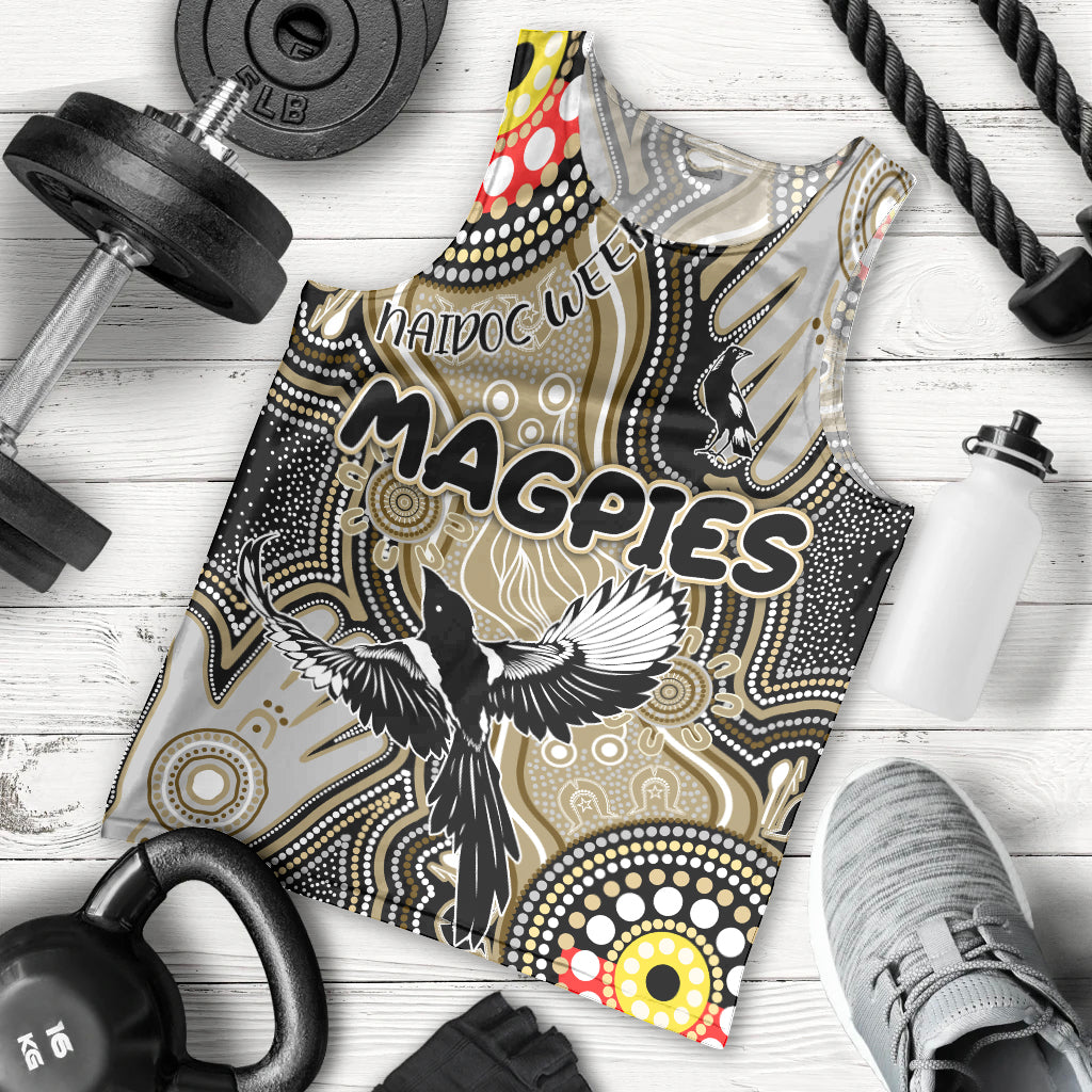 Personalised NAIDOC Week 2024 Collingwood Magpies Men Tank Top Australian Aboriginal Hand Painting - Vibe Hoodie Shop