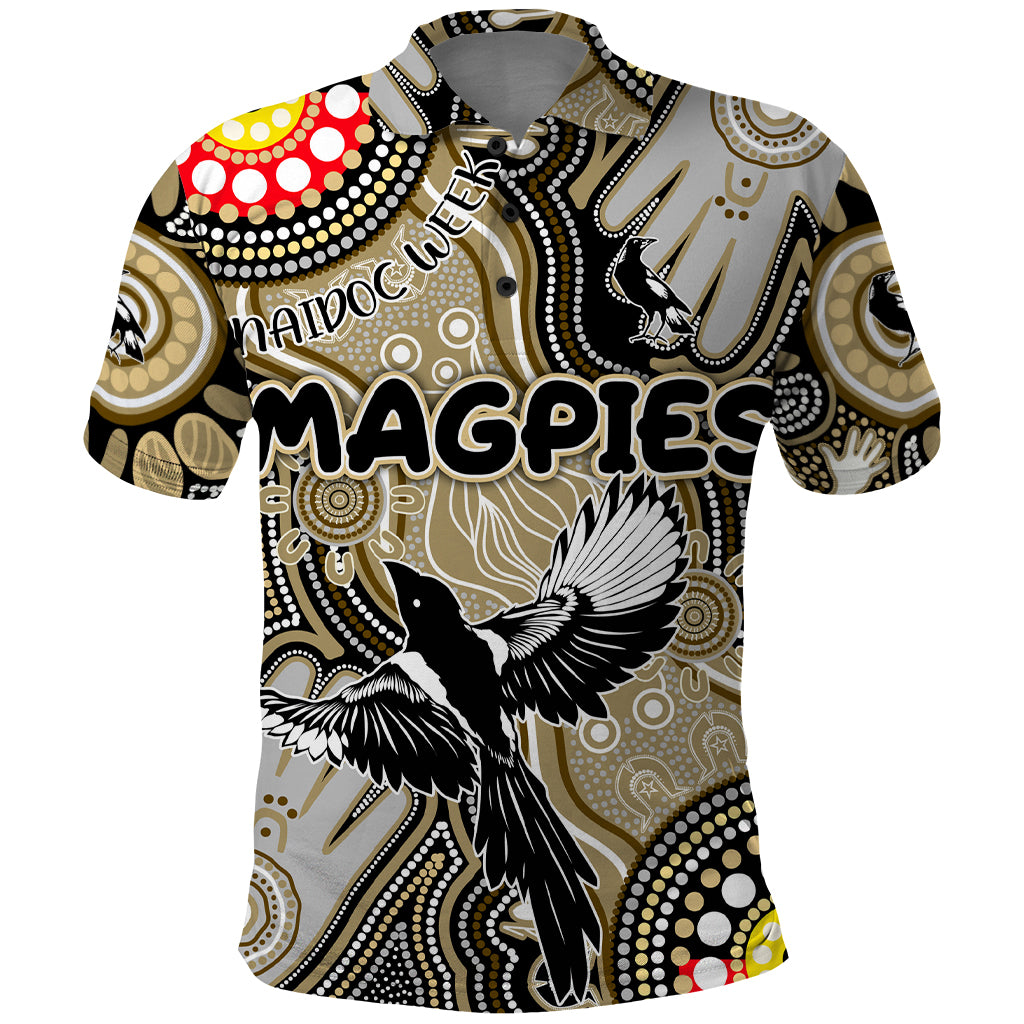 Personalised NAIDOC Week 2024 Collingwood Magpies Polo Shirt Australian Aboriginal Hand Painting - Vibe Hoodie Shop