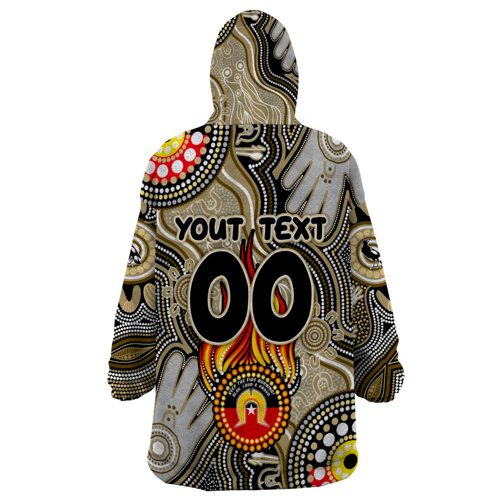 Personalised NAIDOC Week 2024 Collingwood Magpies Wearable Blanket Hoodie Australian Aboriginal Hand Painting - Vibe Hoodie Shop