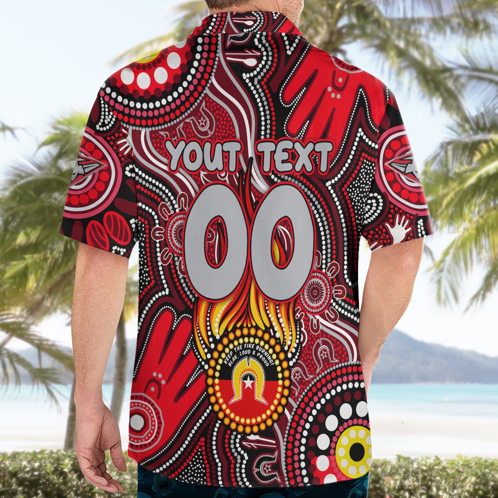 Personalised NAIDOC Week 2024 Essendon Bombers Hawaiian Shirt Australian Aboriginal Hand Painting - Vibe Hoodie Shop