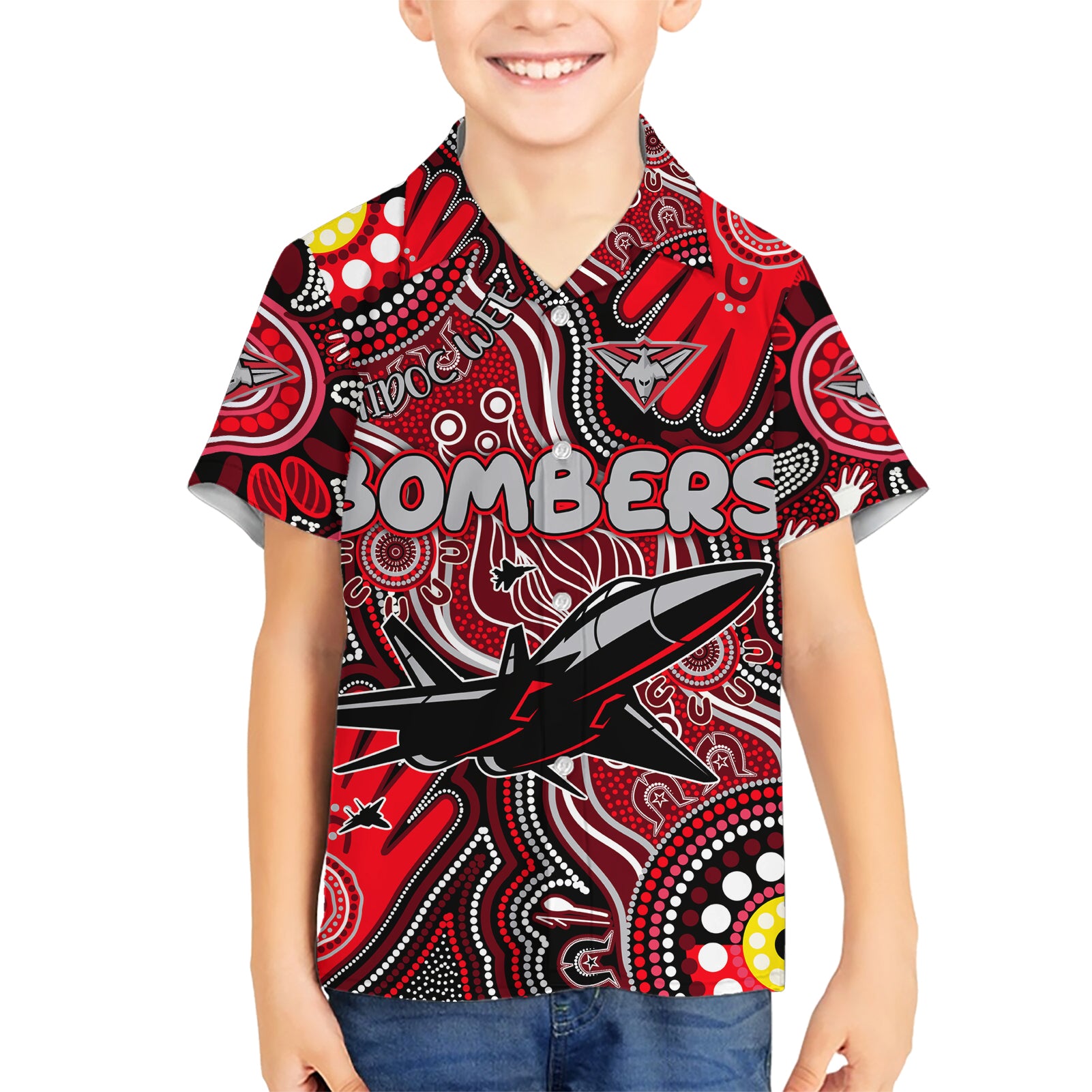 Personalised NAIDOC Week 2024 Essendon Bombers Hawaiian Shirt Australian Aboriginal Hand Painting - Vibe Hoodie Shop