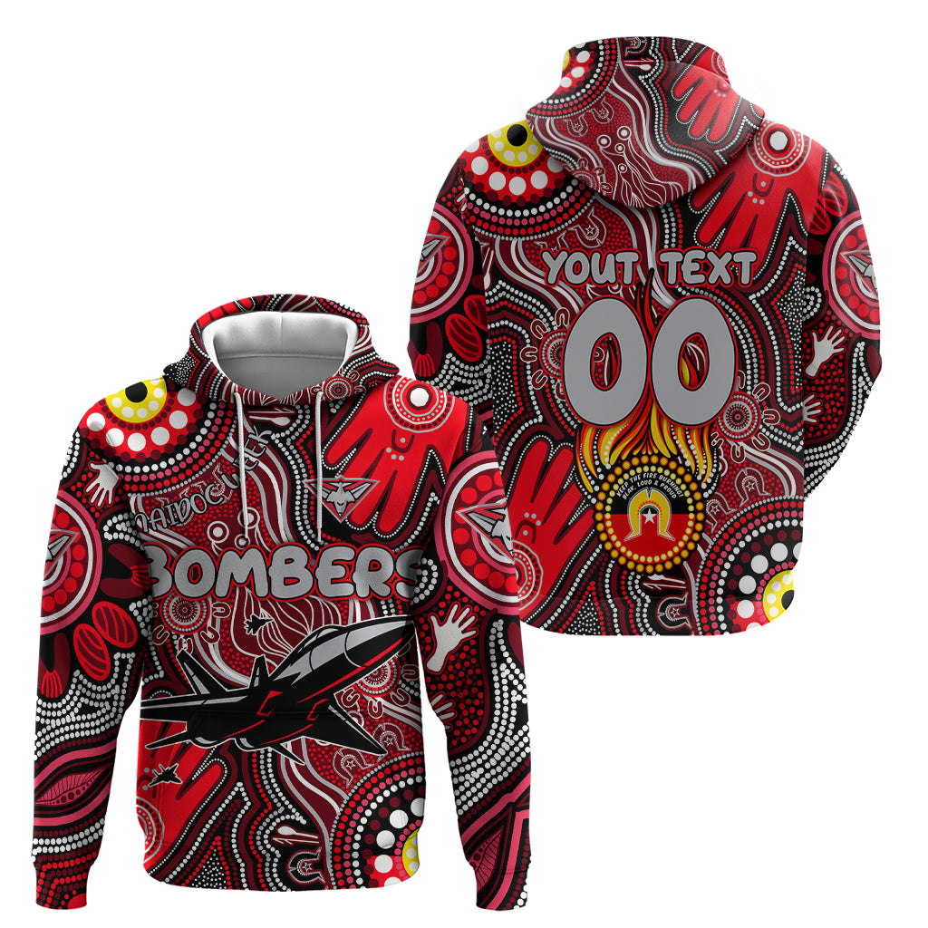 Personalised NAIDOC Week 2024 Essendon Bombers Hoodie Australian Aboriginal Hand Painting - Vibe Hoodie Shop