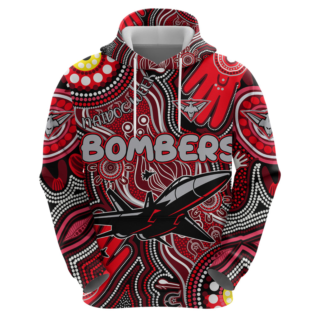 Personalised NAIDOC Week 2024 Essendon Bombers Hoodie Australian Aboriginal Hand Painting - Vibe Hoodie Shop