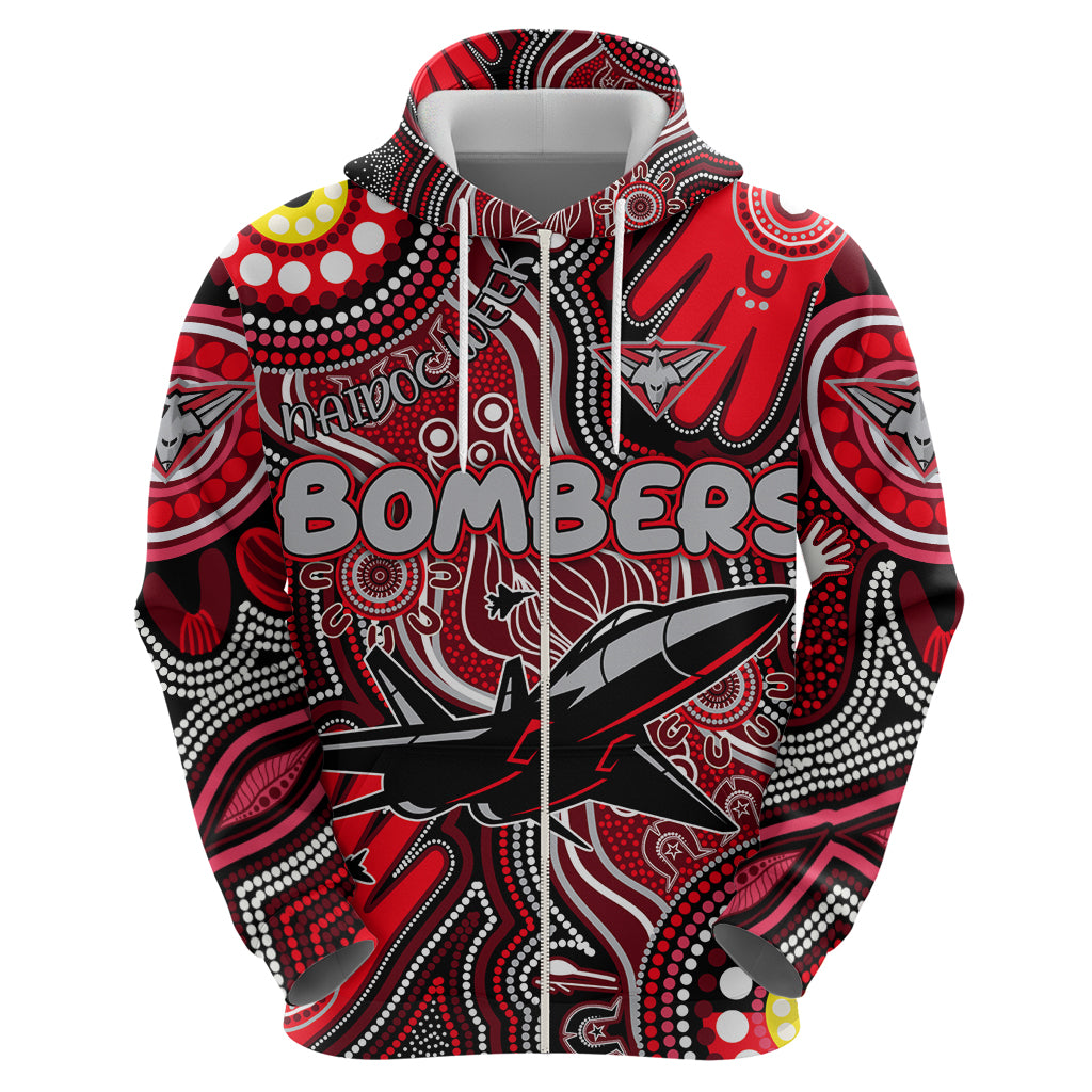 Personalised NAIDOC Week 2024 Essendon Bombers Hoodie Australian Aboriginal Hand Painting - Vibe Hoodie Shop