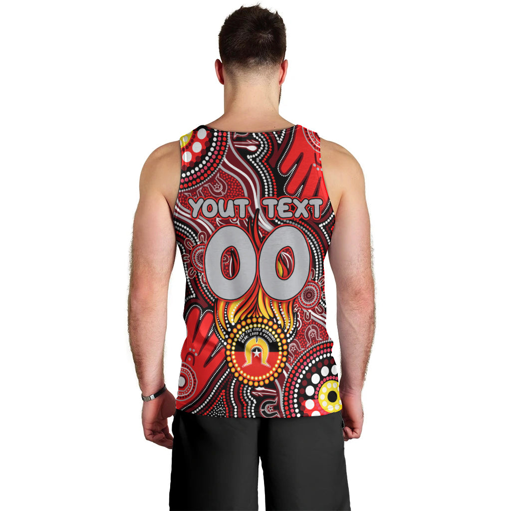 Personalised NAIDOC Week 2024 Essendon Bombers Men Tank Top Australian Aboriginal Hand Painting - Vibe Hoodie Shop