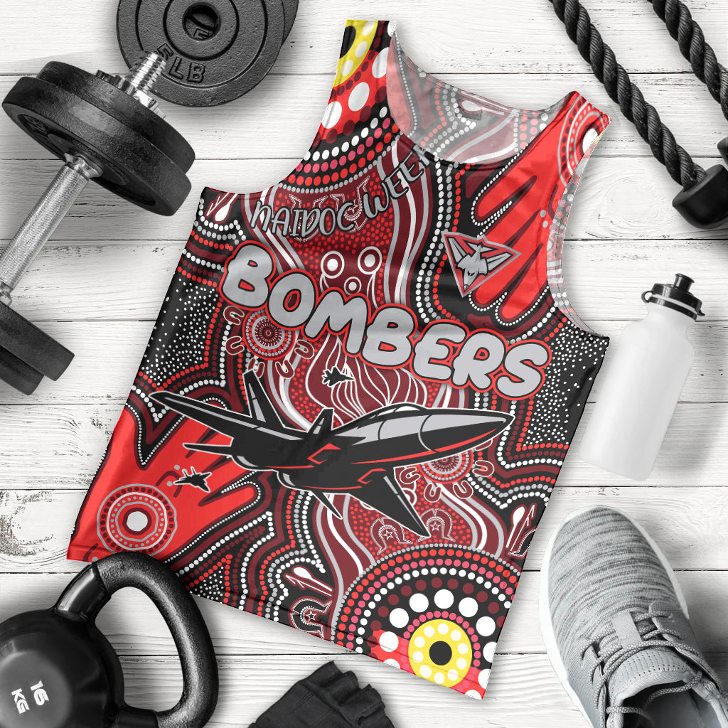 Personalised NAIDOC Week 2024 Essendon Bombers Men Tank Top Australian Aboriginal Hand Painting - Vibe Hoodie Shop