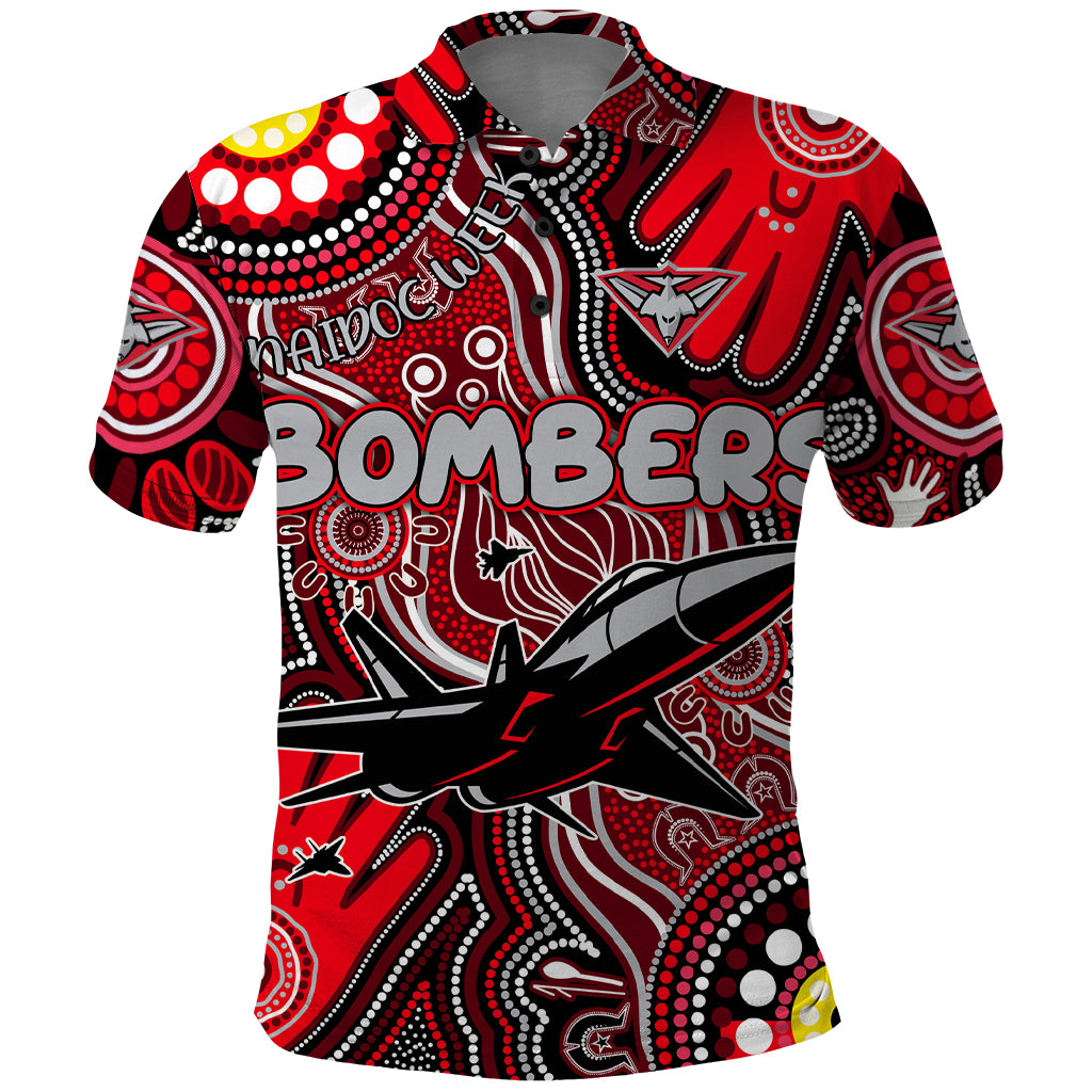 Personalised NAIDOC Week 2024 Essendon Bombers Polo Shirt Australian Aboriginal Hand Painting - Vibe Hoodie Shop